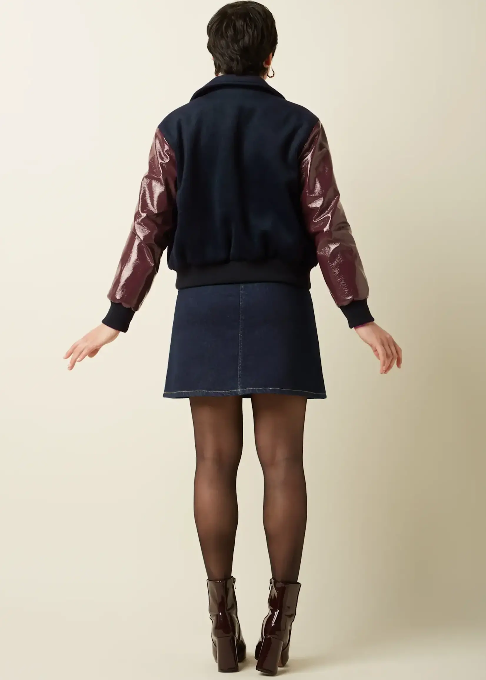 KING LOUIE KING LOUIE BILLIE BASEBALL JACKET BORDEAUX RED SHINE