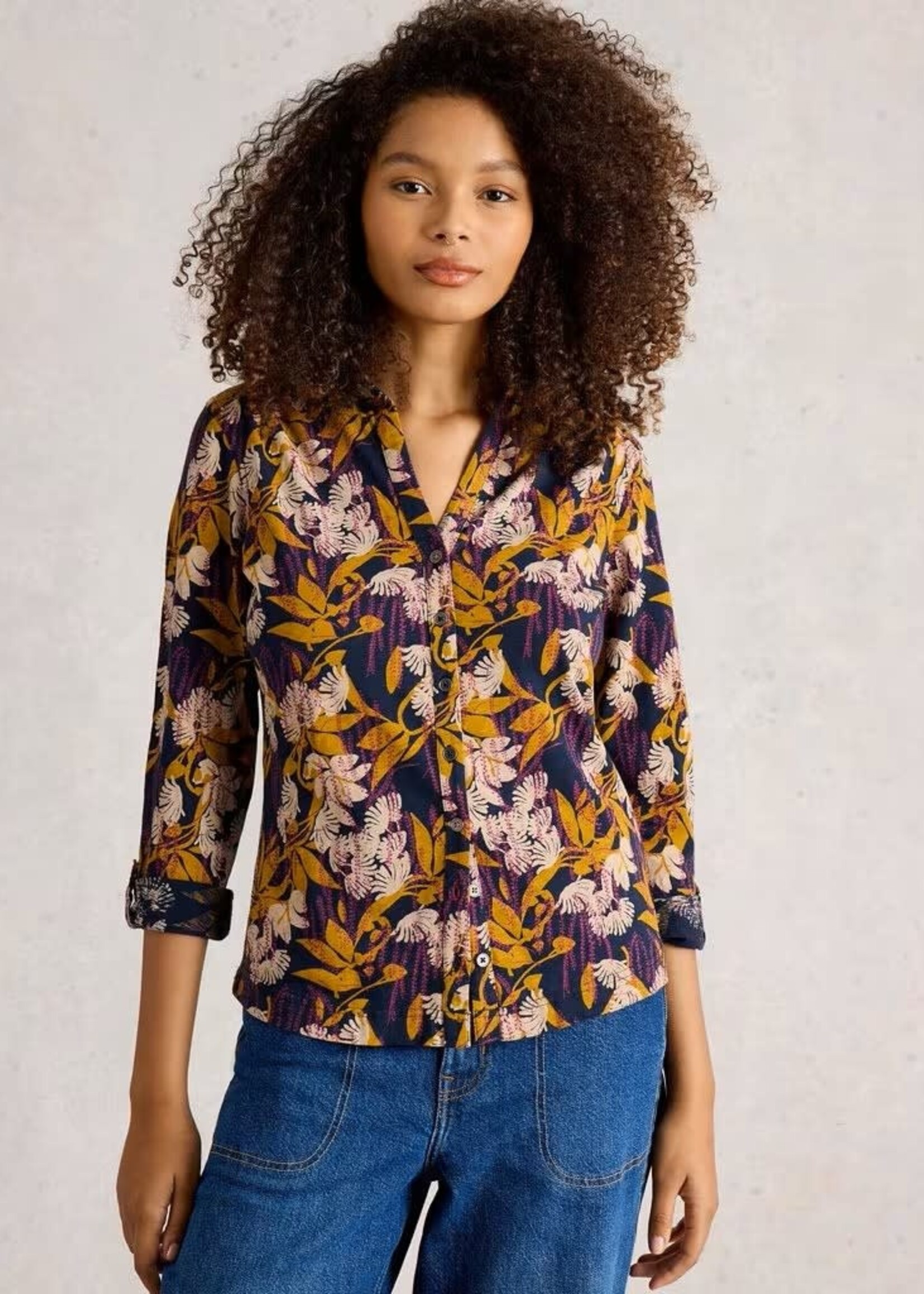 WHITE STUFF WHITE STUFF ANNIE JERSEY SHIRT NAVY MULTI