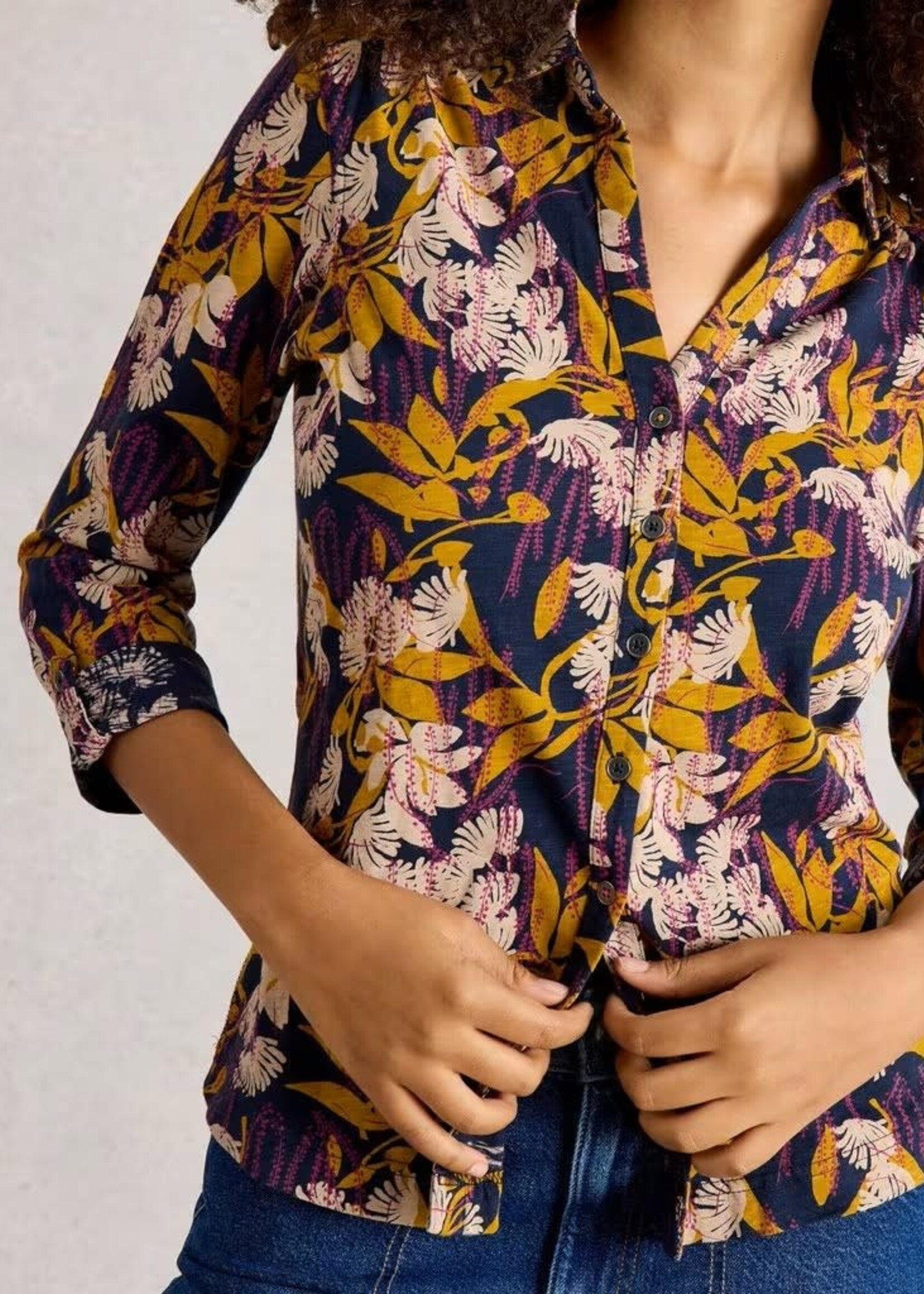 WHITE STUFF WHITE STUFF ANNIE JERSEY SHIRT NAVY MULTI