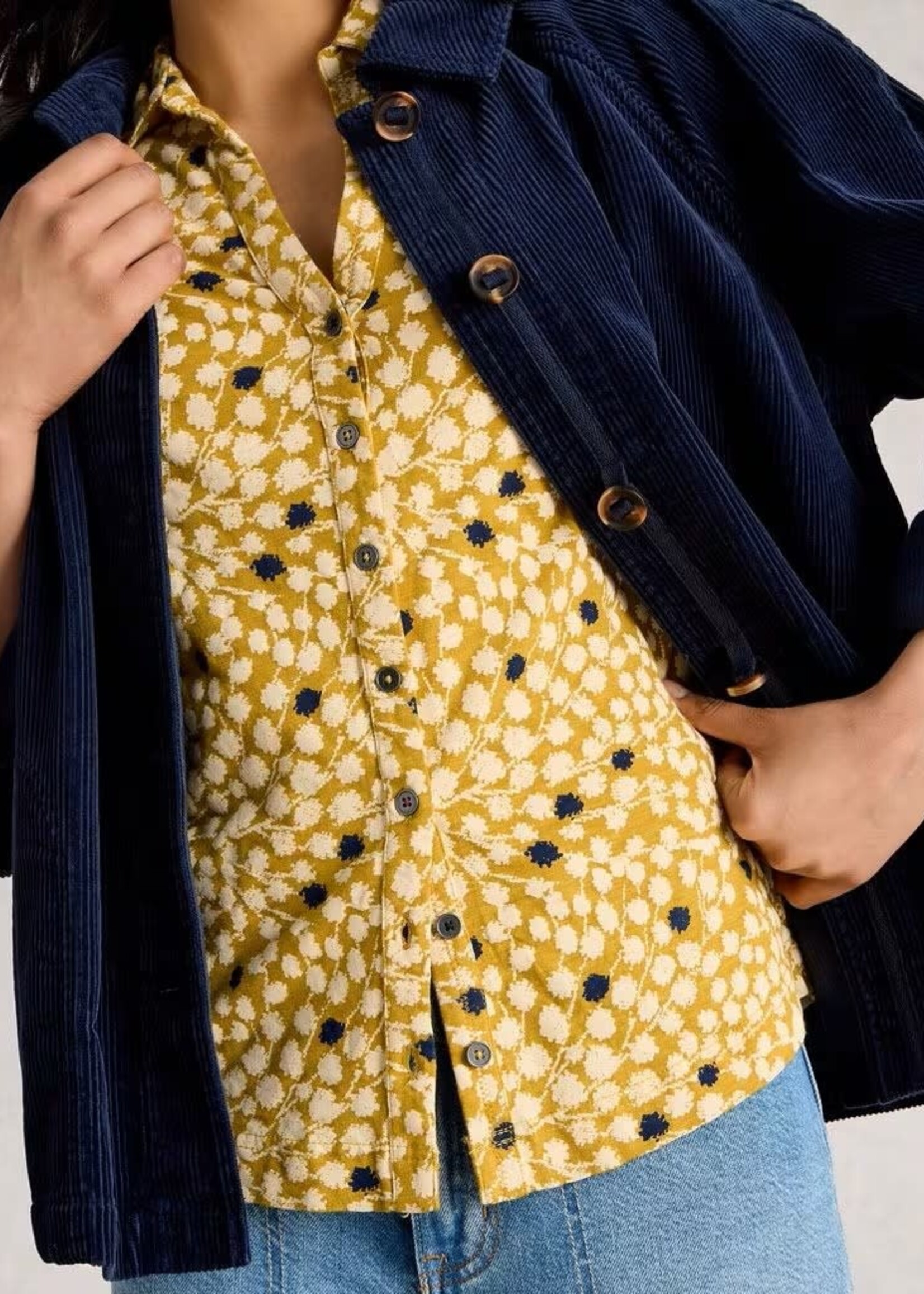 WHITE STUFF WHITE STUFF ANNIE JERSEY SHIRT CHARTREUSE MULTI
