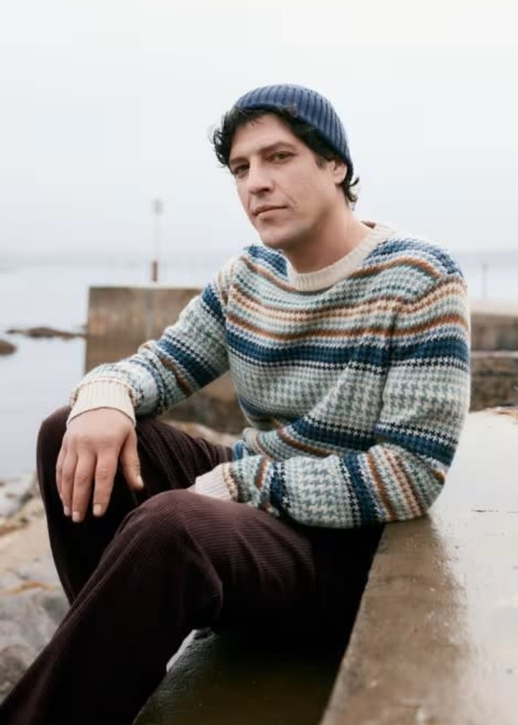 SEASALT CORNWALL SEASALT MEN’S STENNACK LAMBWOOL JUMPER CAMLAN MULTI