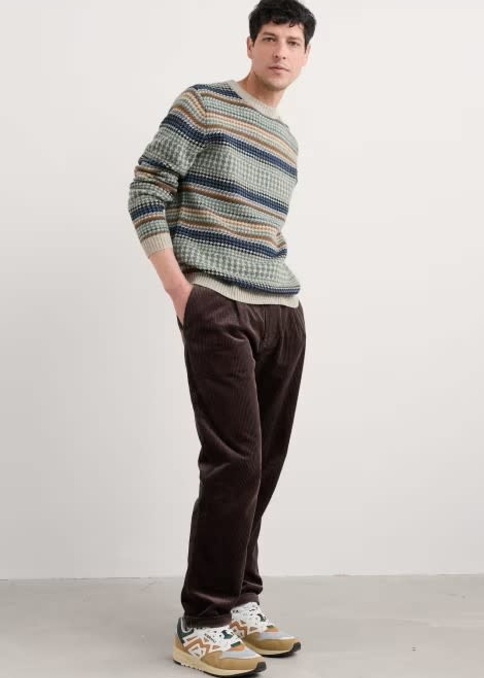 SEASALT CORNWALL SEASALT MEN’S STENNACK LAMBWOOL JUMPER CAMLAN MULTI