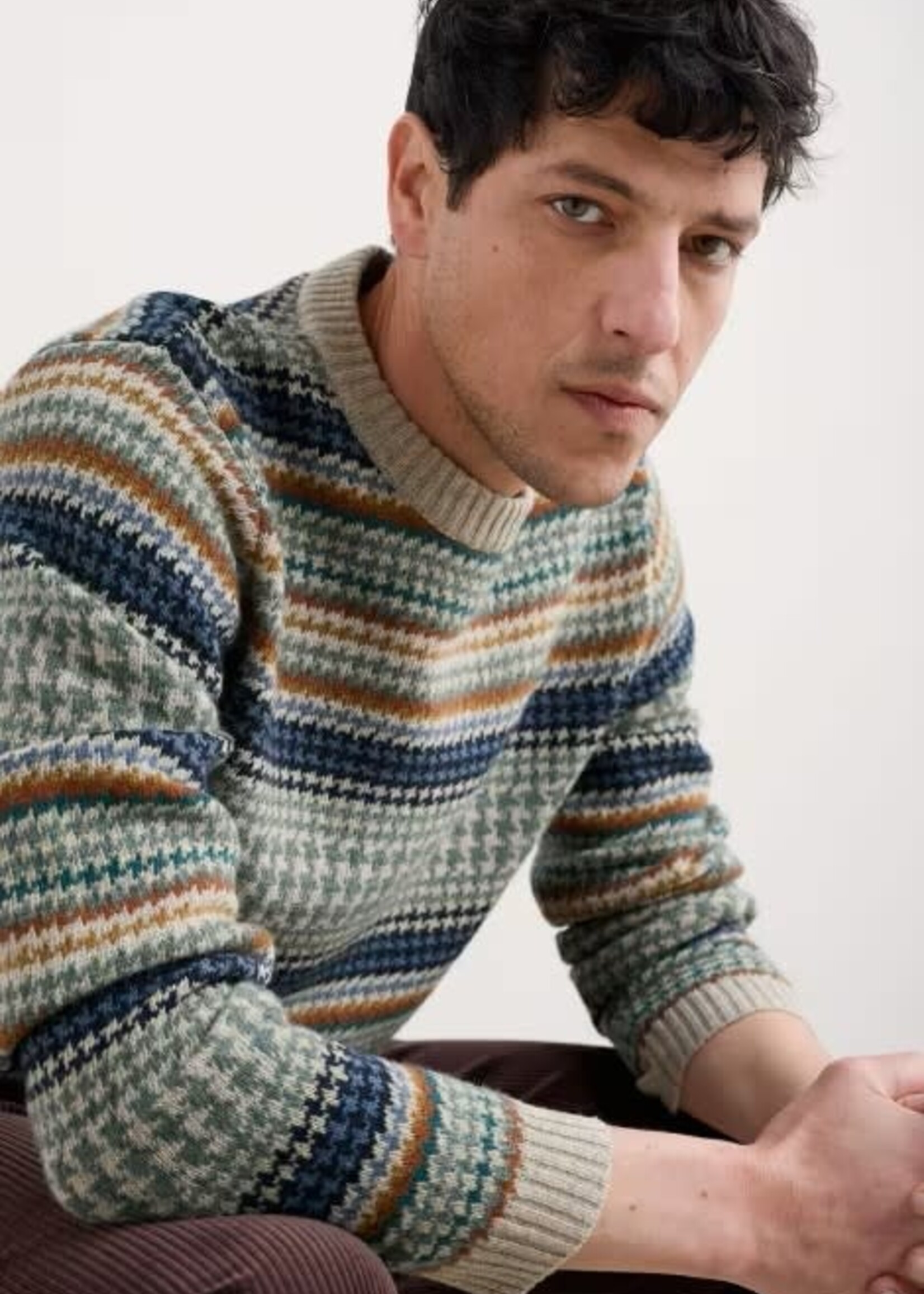 SEASALT CORNWALL SEASALT MEN’S STENNACK LAMBWOOL JUMPER CAMLAN MULTI