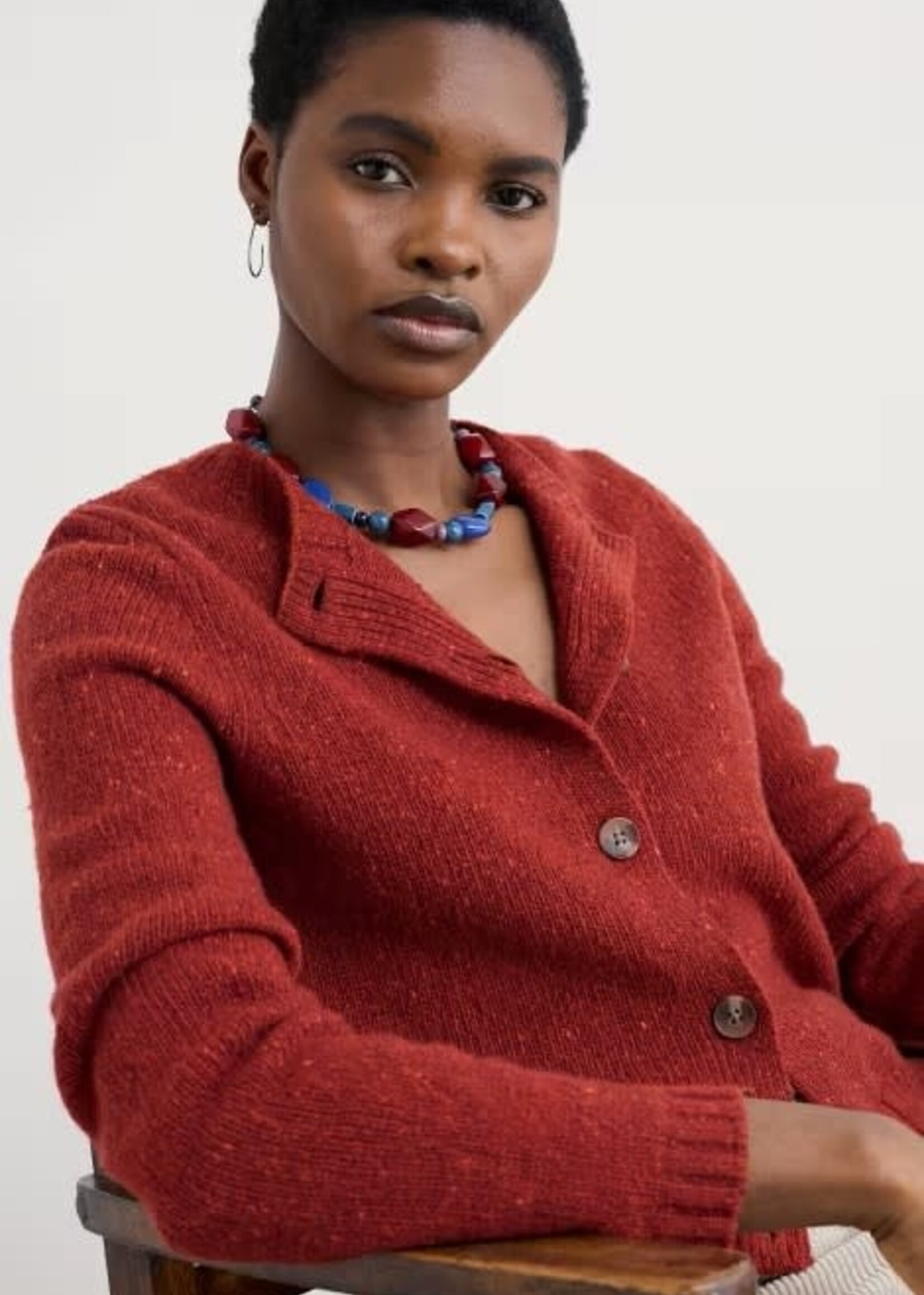 SEASALT CORNWALL SEASALT DAWSON PICK CARDIGAN MERINO RED SAIL