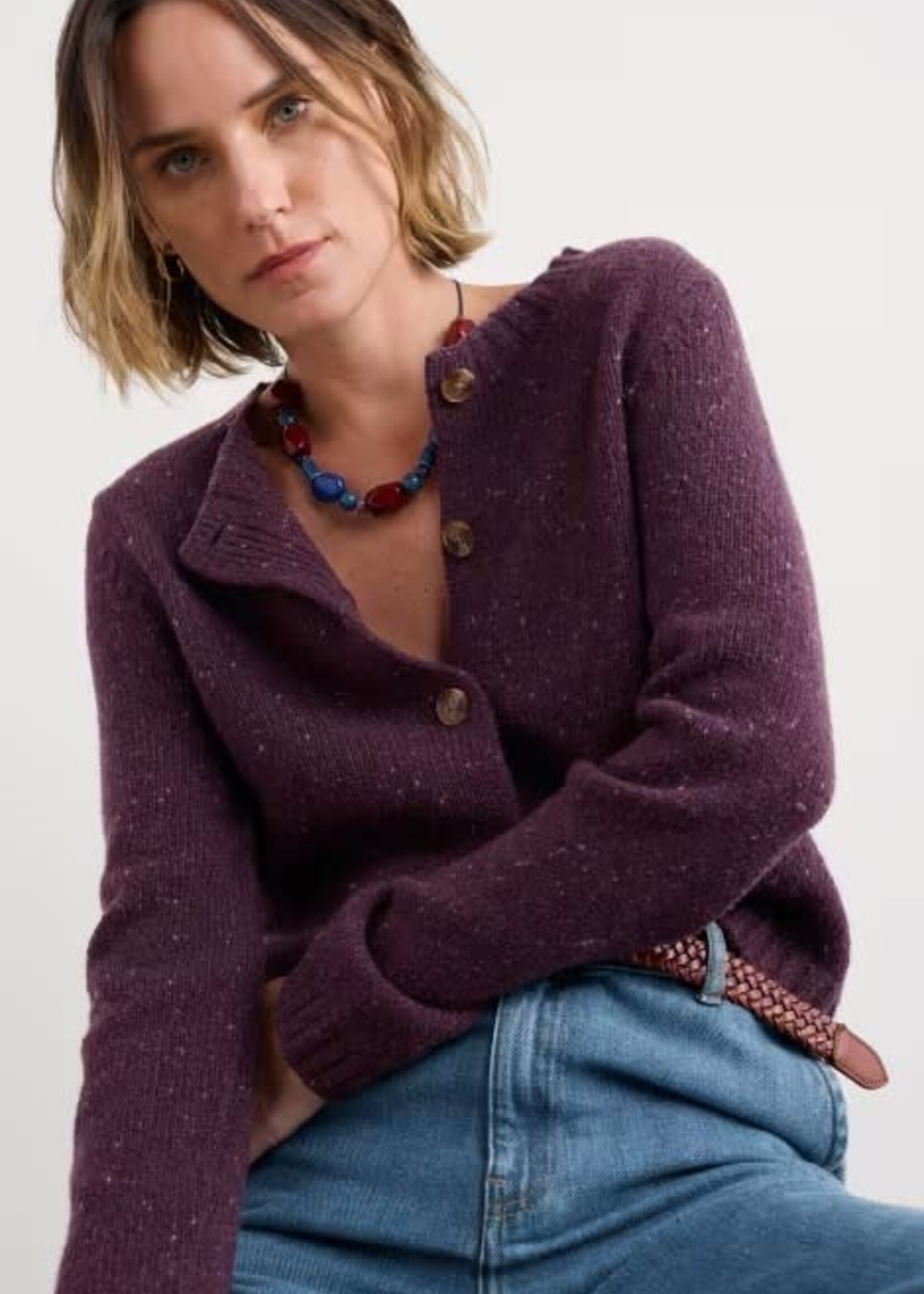 SEASALT CORNWALL SEASALT DAWSON PICK CARDIGAN MERINO GRAPE