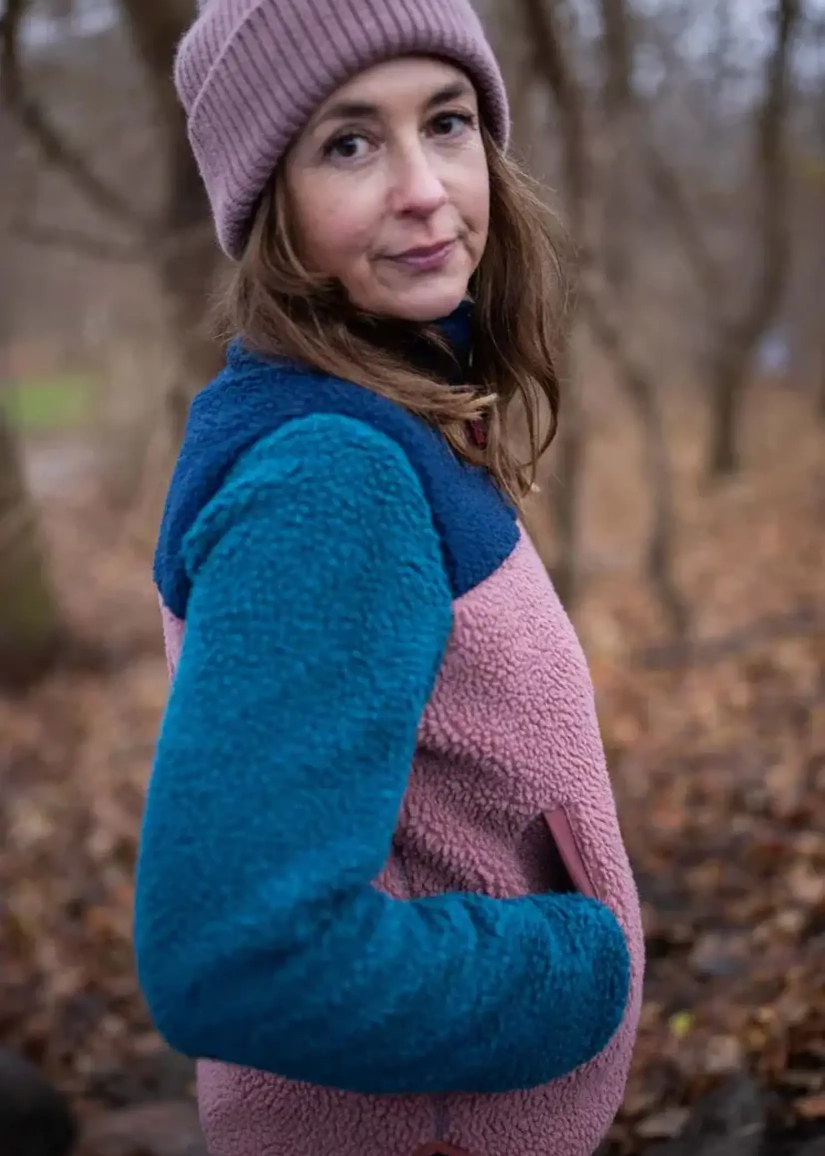 DANEFAE DANEFAE DANEBIRK FLEECE ZIP UP NAVY DARK SLATE ROSÉ BEIGE BRICK