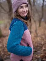 DANEFAE DANEFAE DANEBIRK FLEECE ZIP UP NAVY DARK SLATE ROSÉ BEIGE BRICK