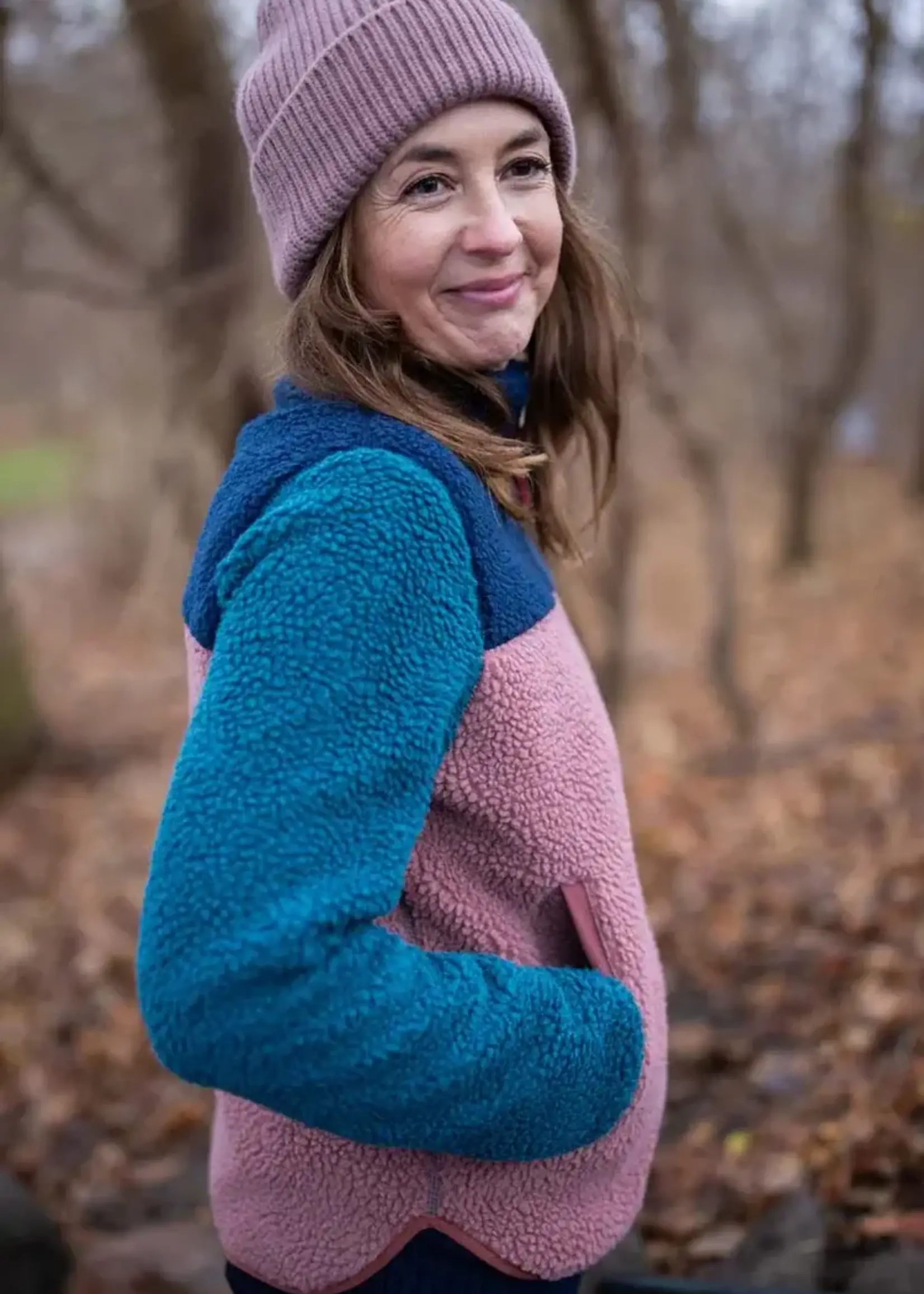 DANEFAE DANEFAE DANEBIRK FLEECE ZIP UP NAVY DARK SLATE ROSÉ BEIGE BRICK