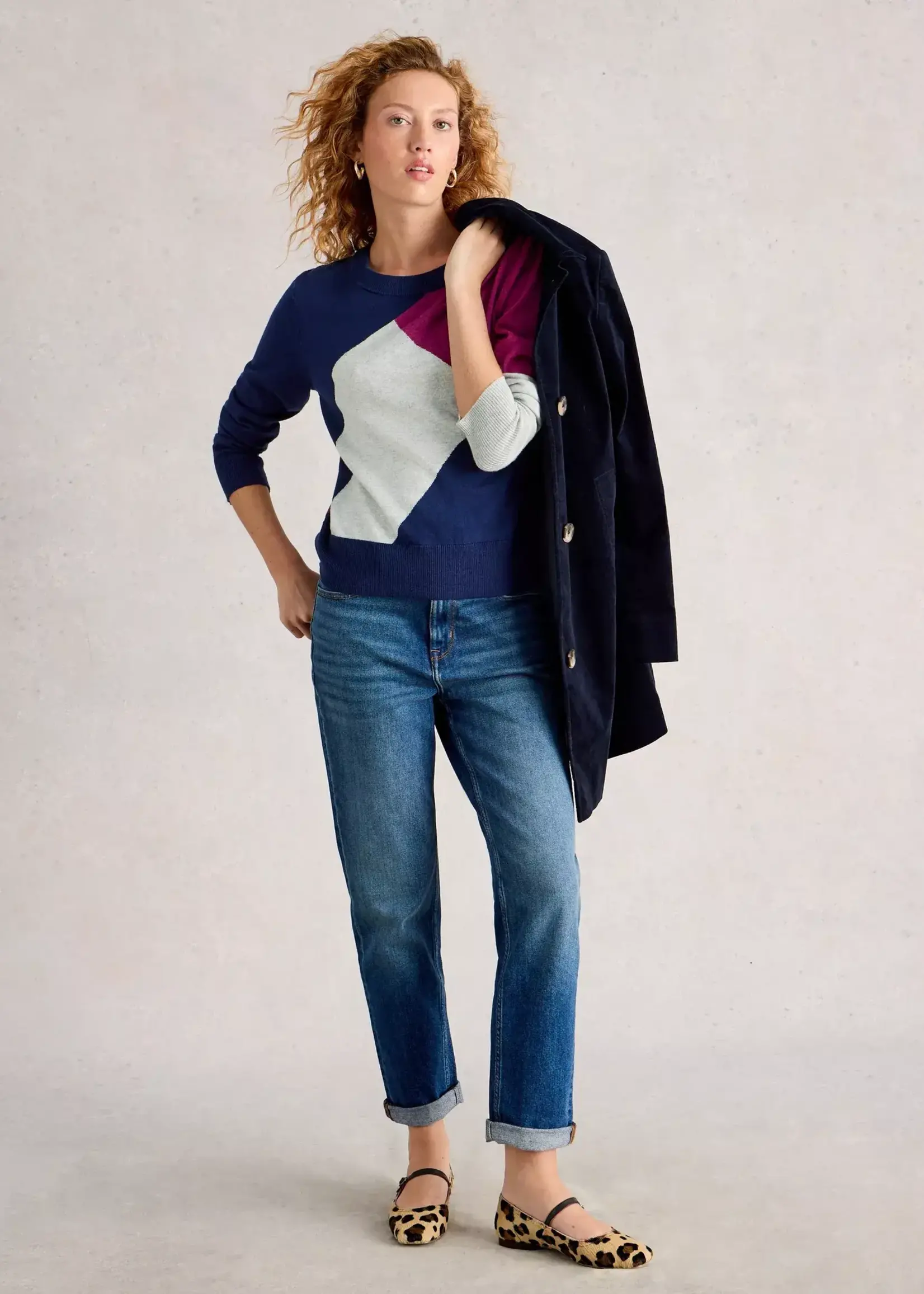 WHITE STUFF WHITE STUFF KATIE ABSTRACT JUMPER NAVY MULTI