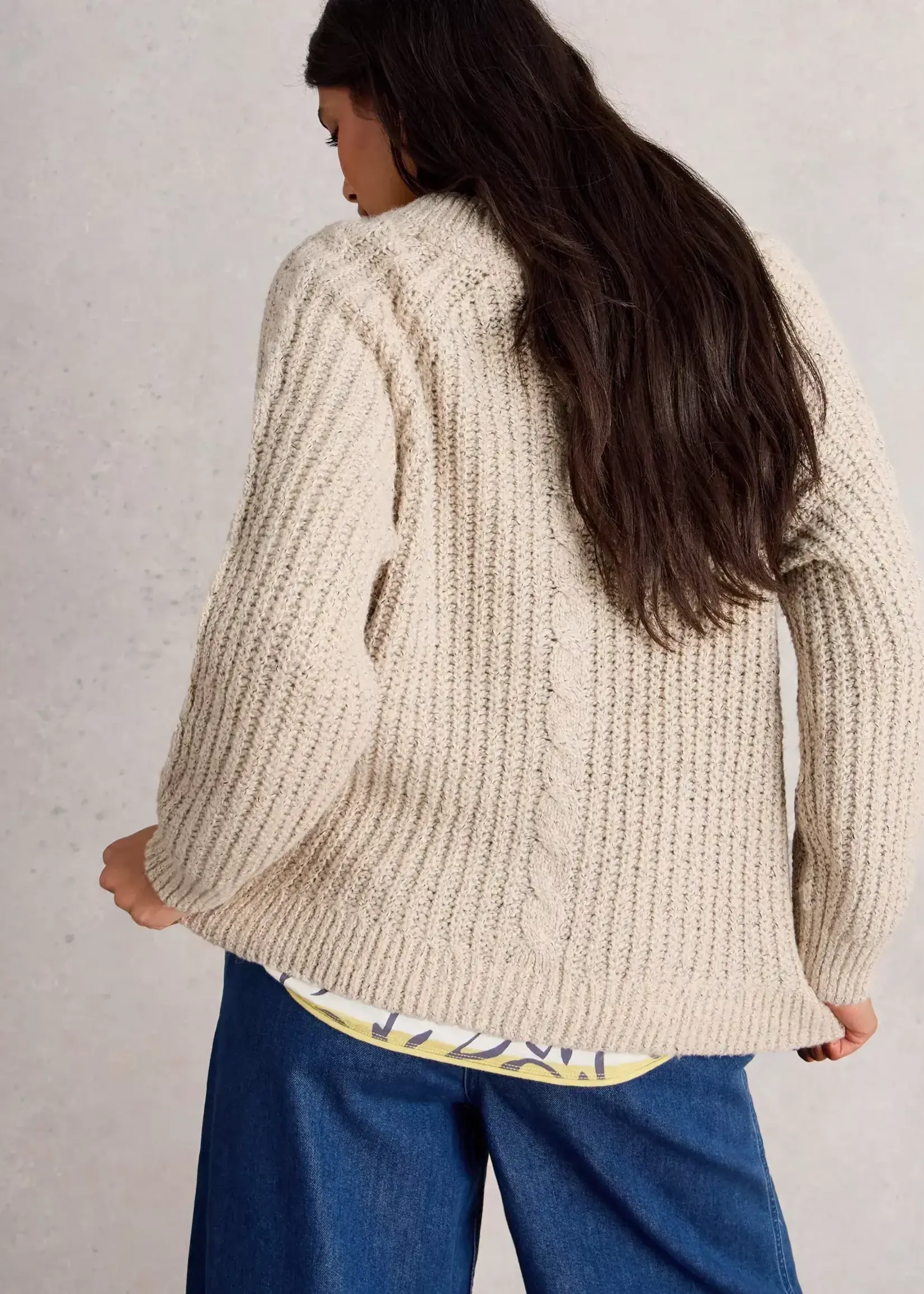 WHITE STUFF WHITE STUFF SALLY SLUB CARDIGAN NATURAL