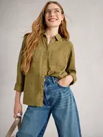 WHITE STUFF WHITE STUFF SOPHIE OC LONG SLEEVE SHIRT KHAKI