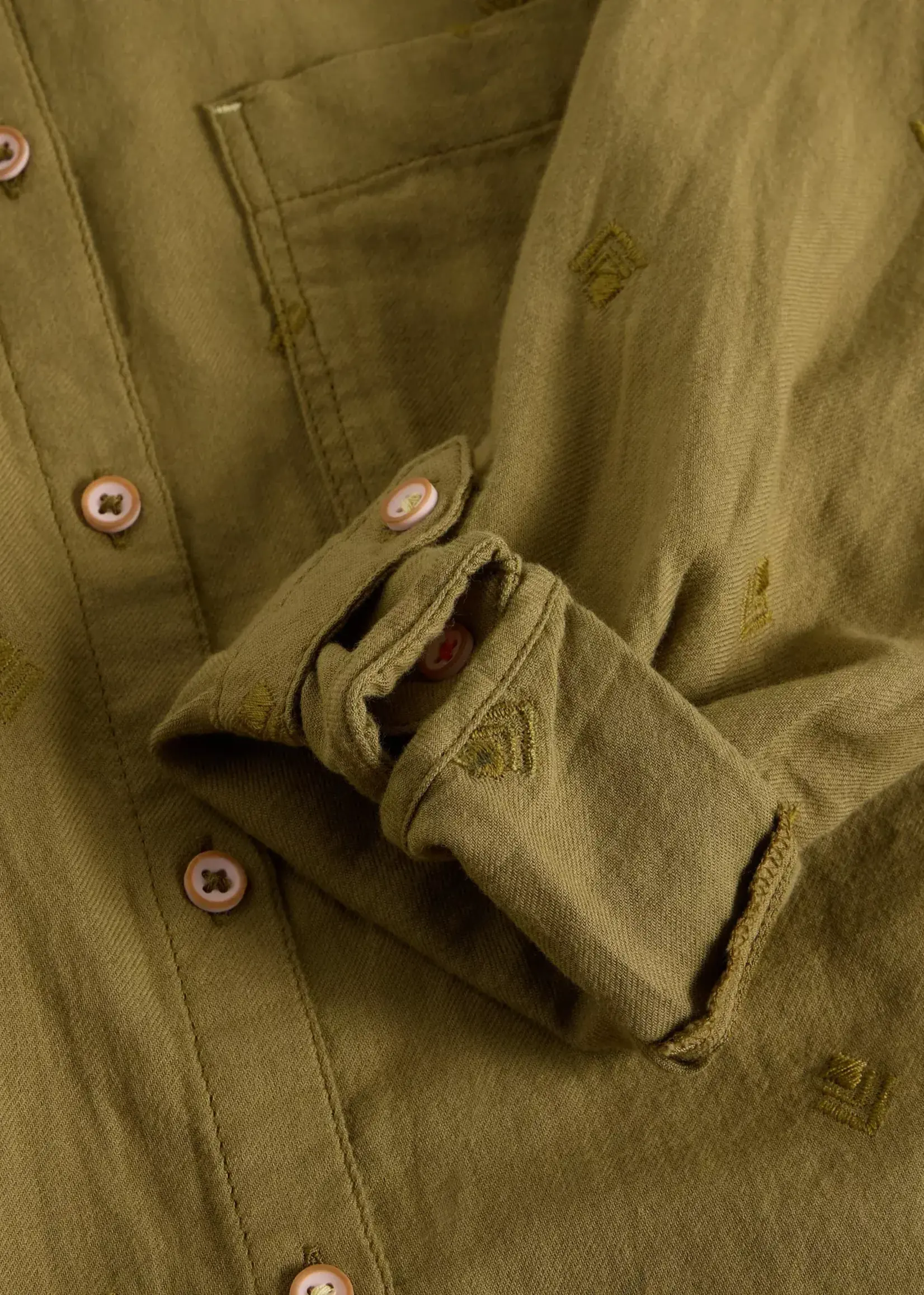 WHITE STUFF WHITE STUFF SOPHIE OC LONG SLEEVE SHIRT KHAKI