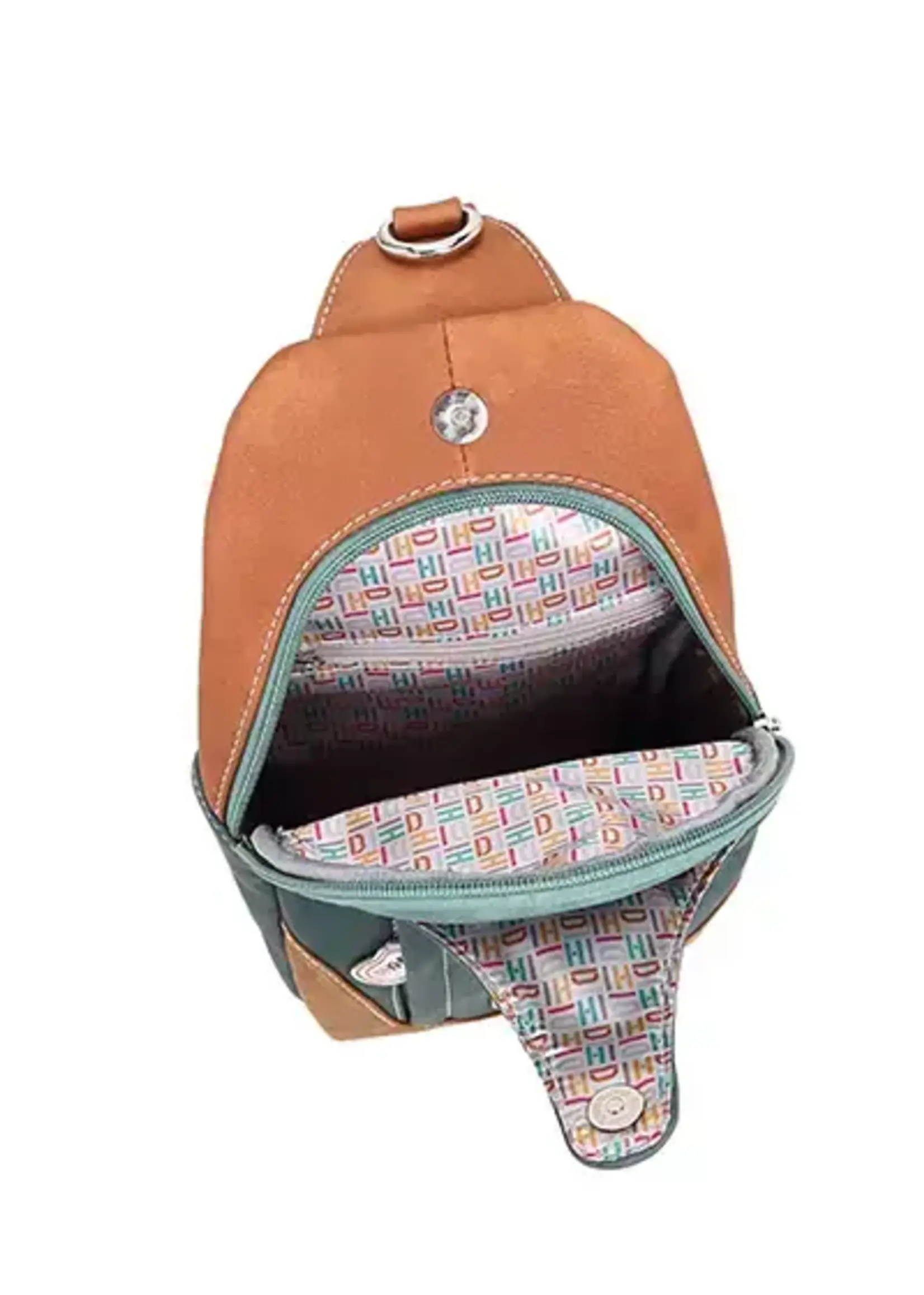 HIDIHI HIDIHI CAROL BACKPACK SLING COGNAC DARK BLUE