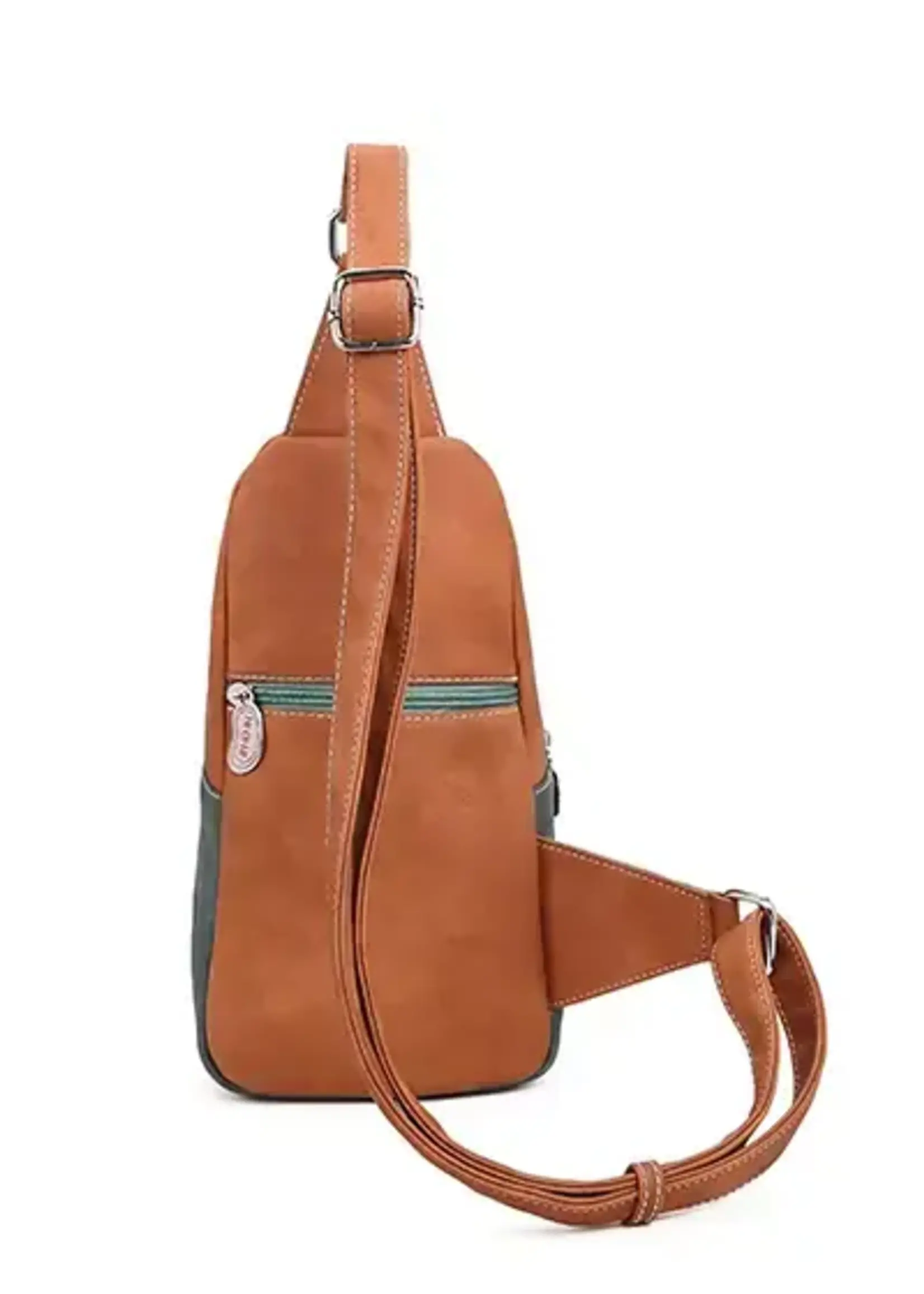 HIDIHI HIDIHI CAROL BACKPACK SLING COGNAC DARK BLUE