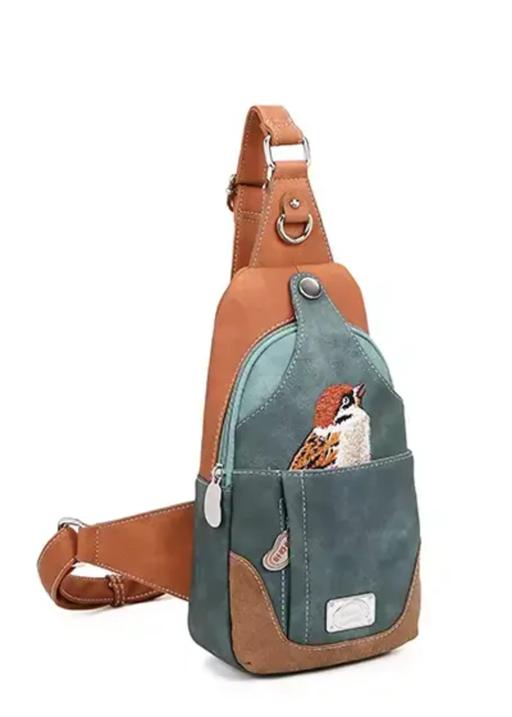 HIDIHI HIDIHI CAROL BACKPACK SLING COGNAC DARK BLUE