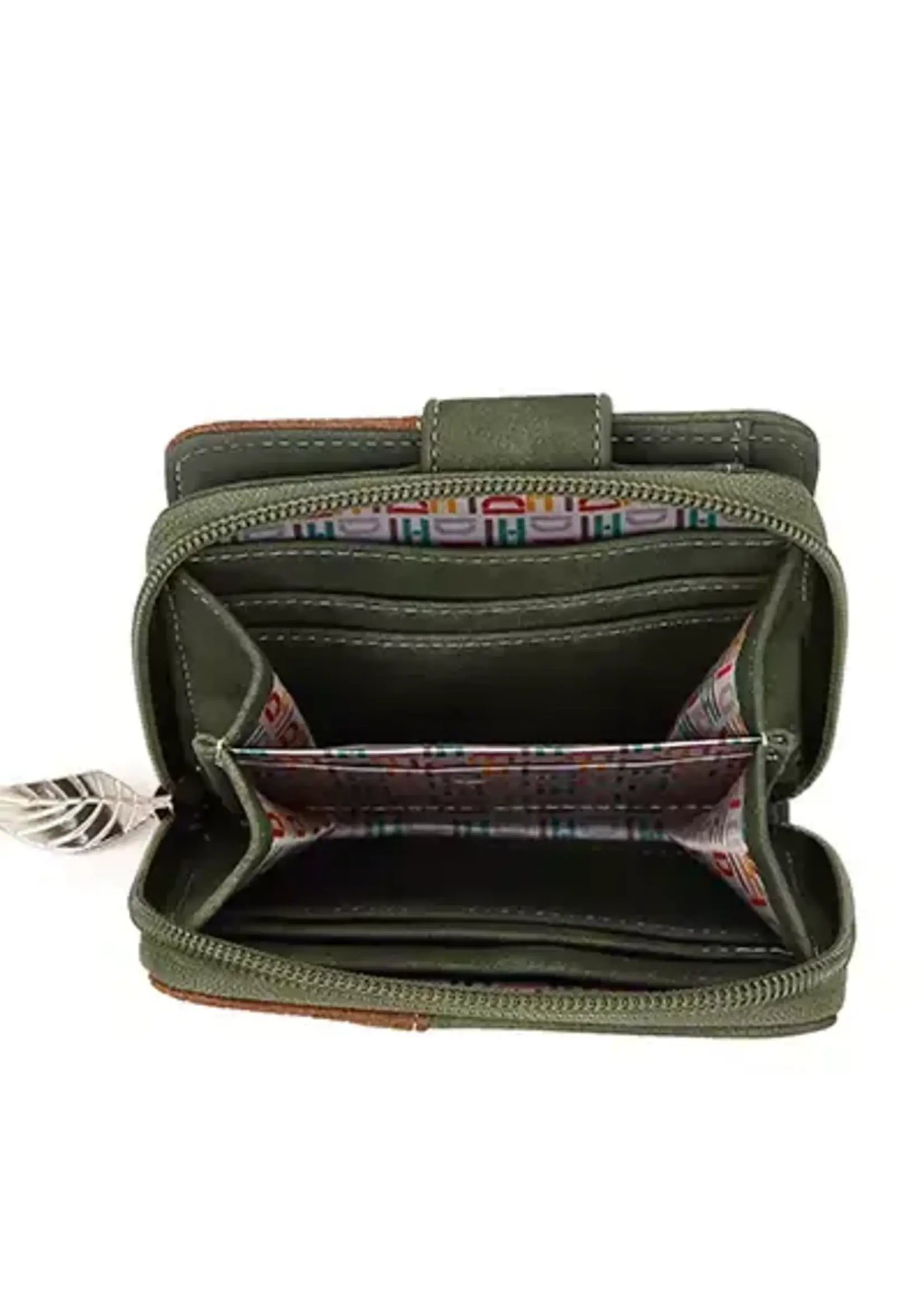 HIDIHI HIDIHI LITTLE MAGPIE WALLET DARK GREEN COGNAC