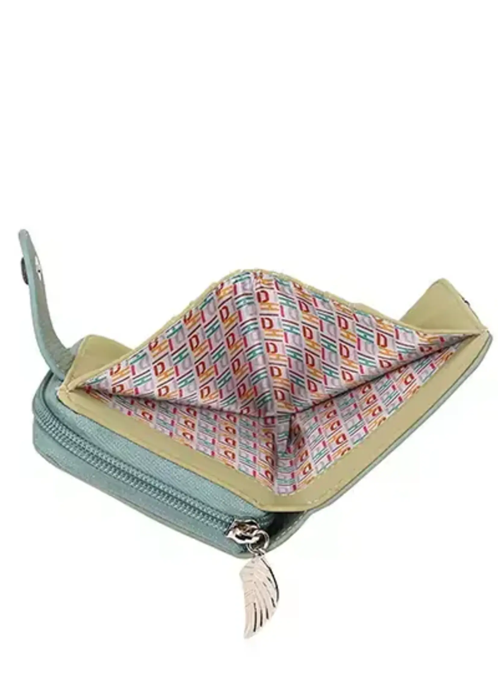 HIDIHI HIDIHI LITTLE MAGPIE WALLET LIGHT GREEN DARK GREY