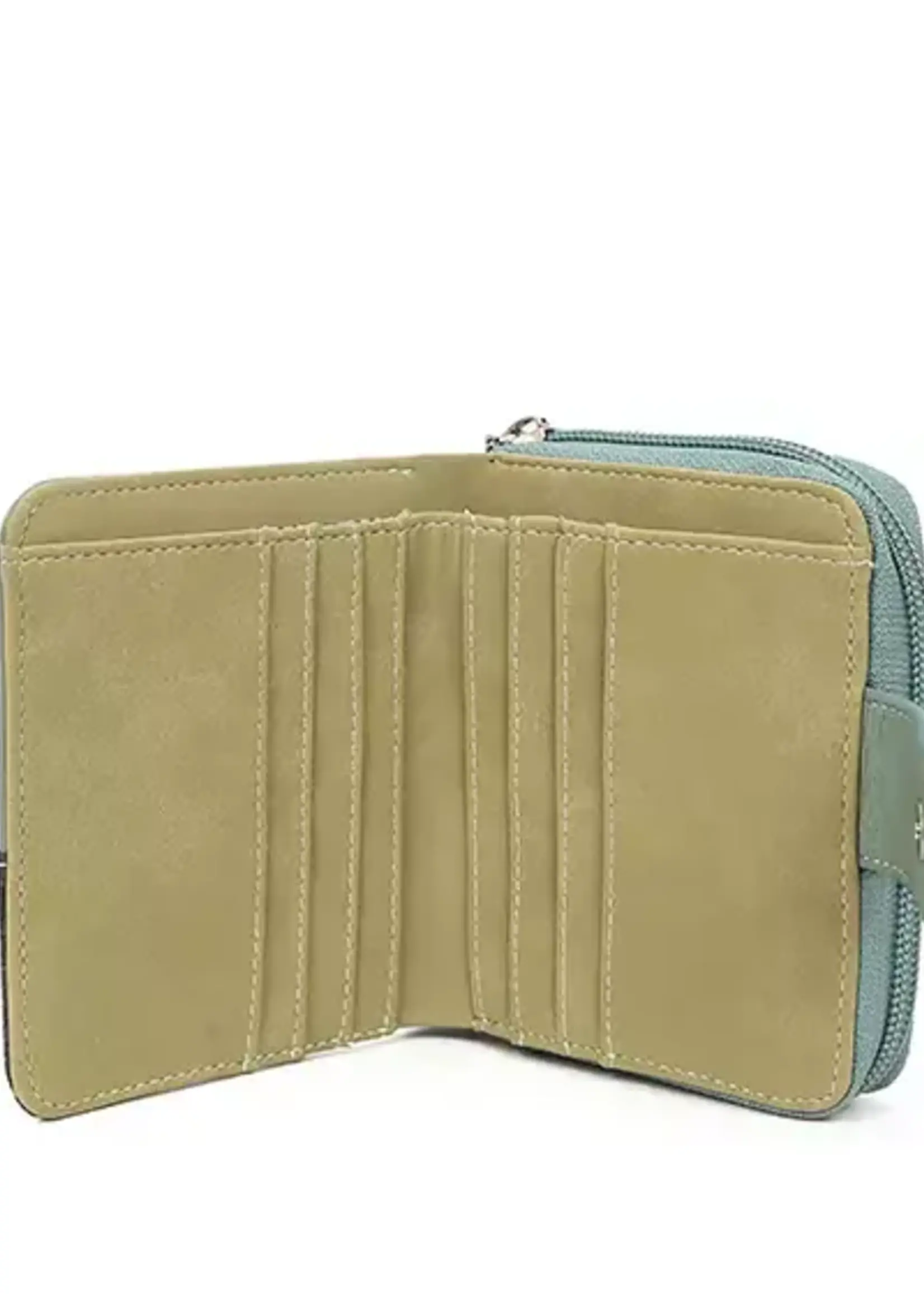 HIDIHI HIDIHI LITTLE MAGPIE WALLET LIGHT GREEN DARK GREY
