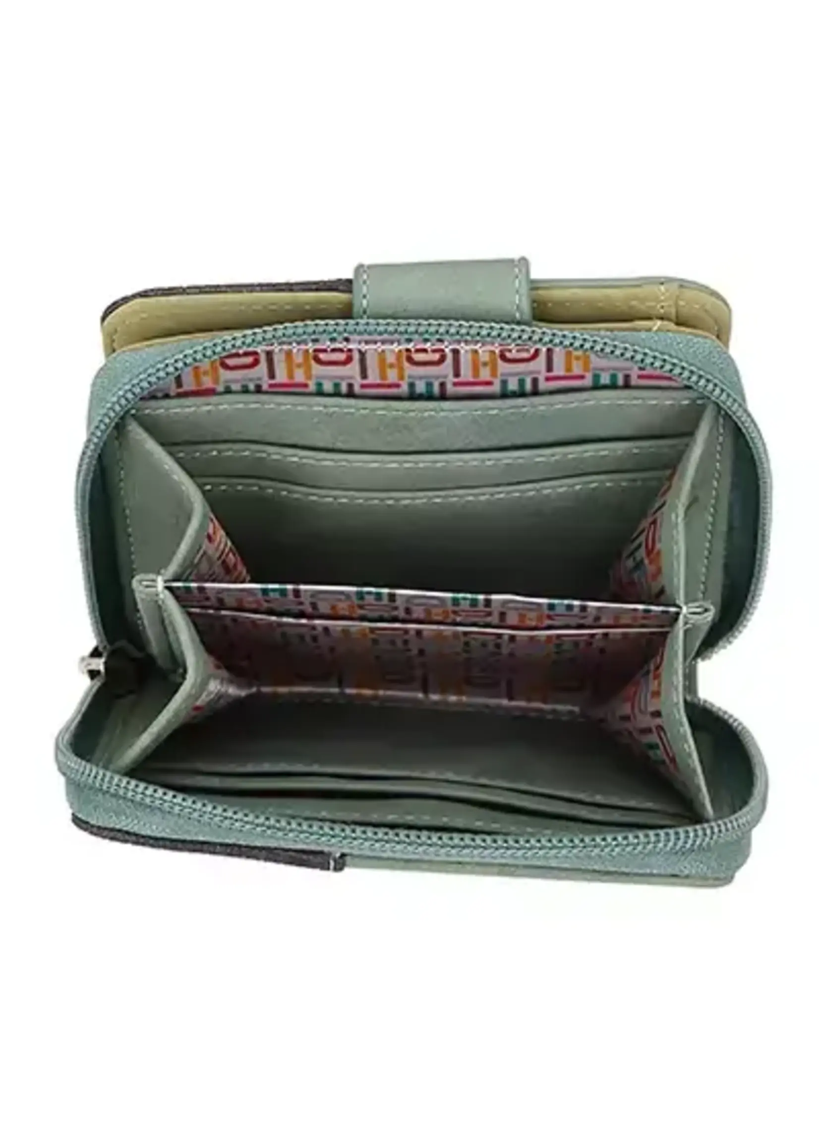 HIDIHI HIDIHI LITTLE MAGPIE WALLET LIGHT GREEN DARK GREY