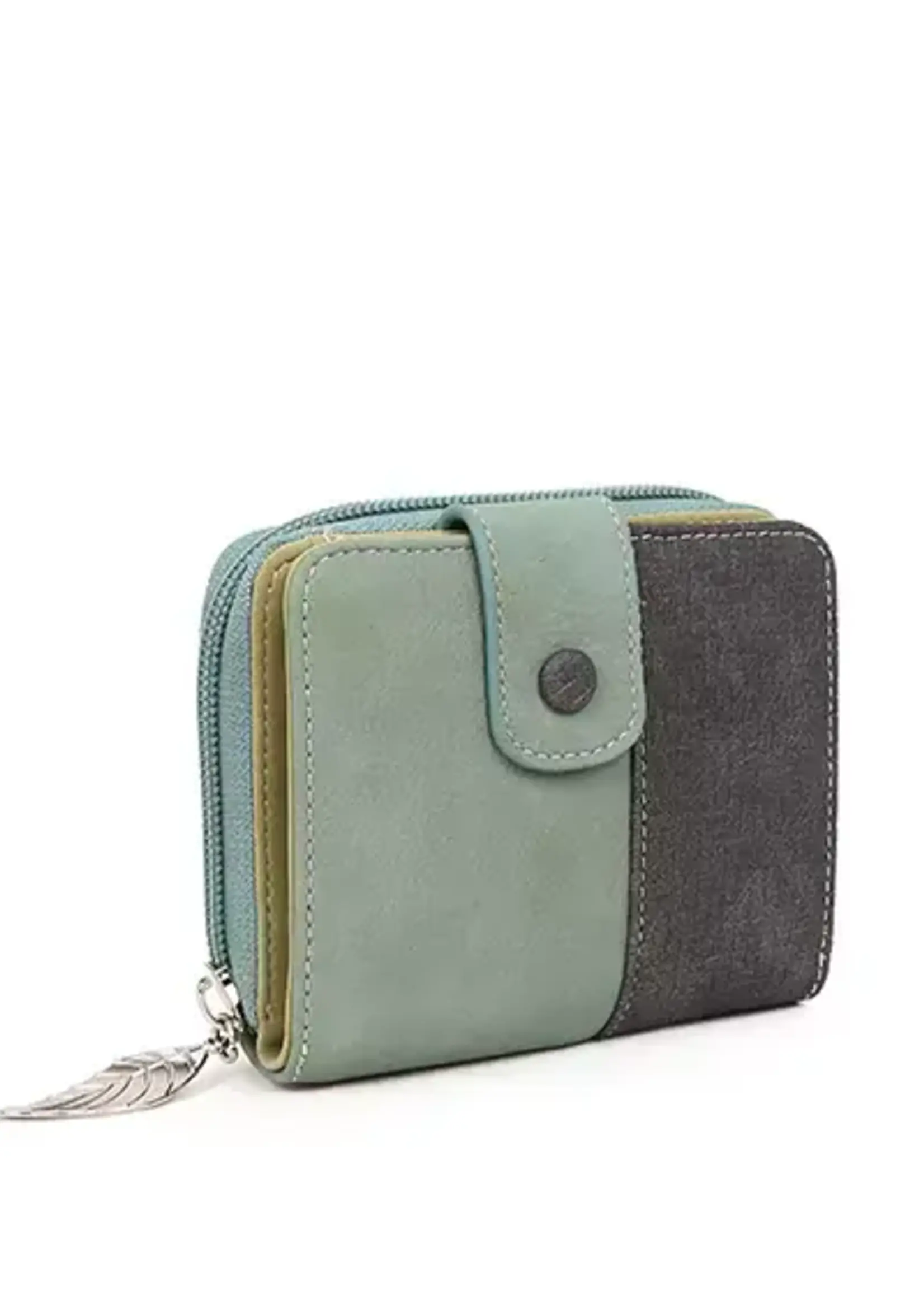 HIDIHI HIDIHI LITTLE MAGPIE WALLET LIGHT GREEN DARK GREY