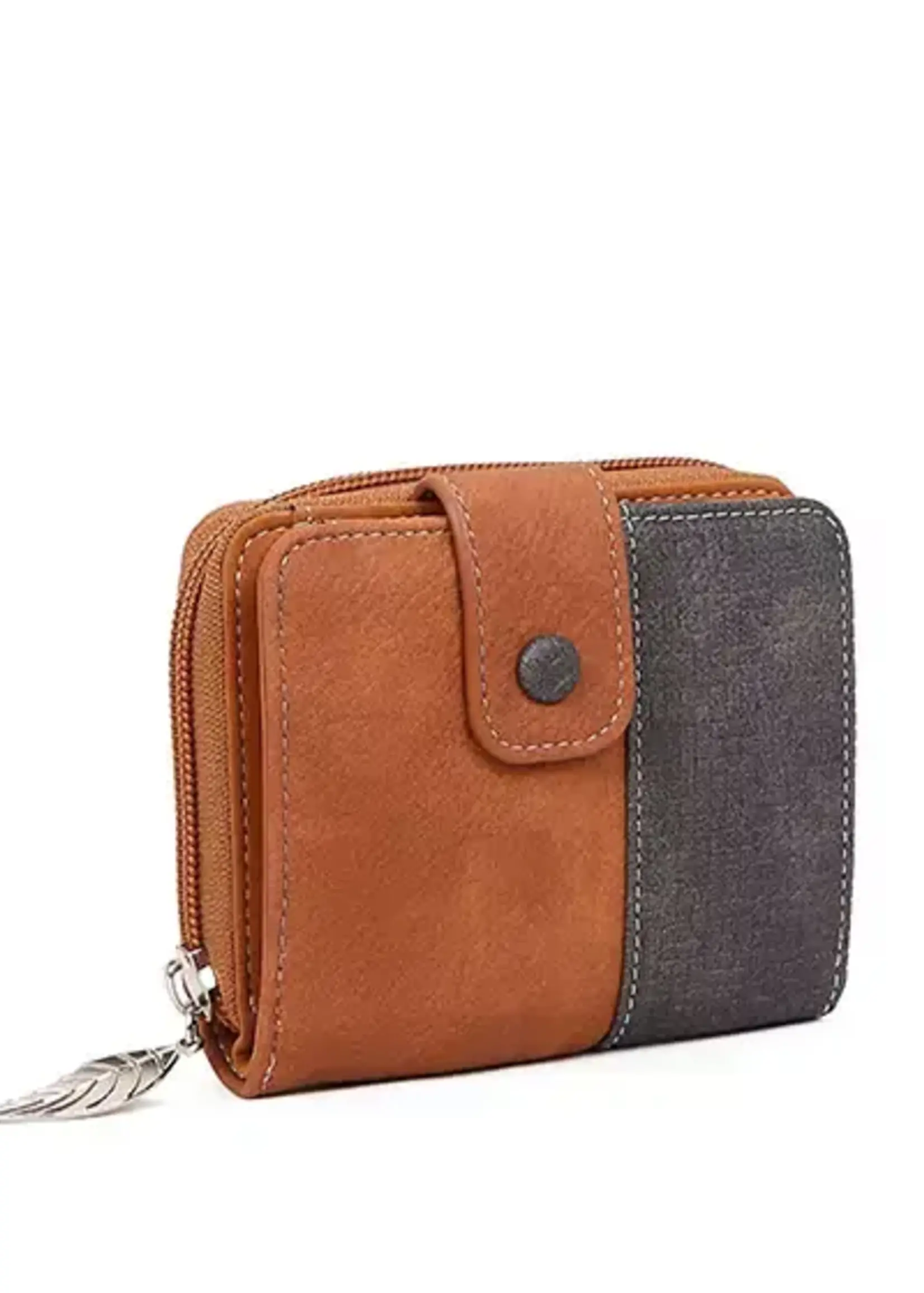 HIDIHI HIDIHI LITTLE MAGPIE WALLET COGNAC DARK GREY