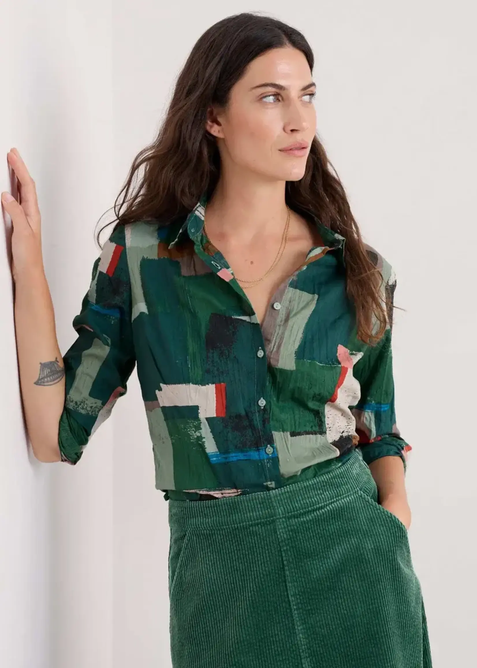 SEASALT CORNWALL SEASALT LARISSA SHIRT AERIAL FIELD COPPICE