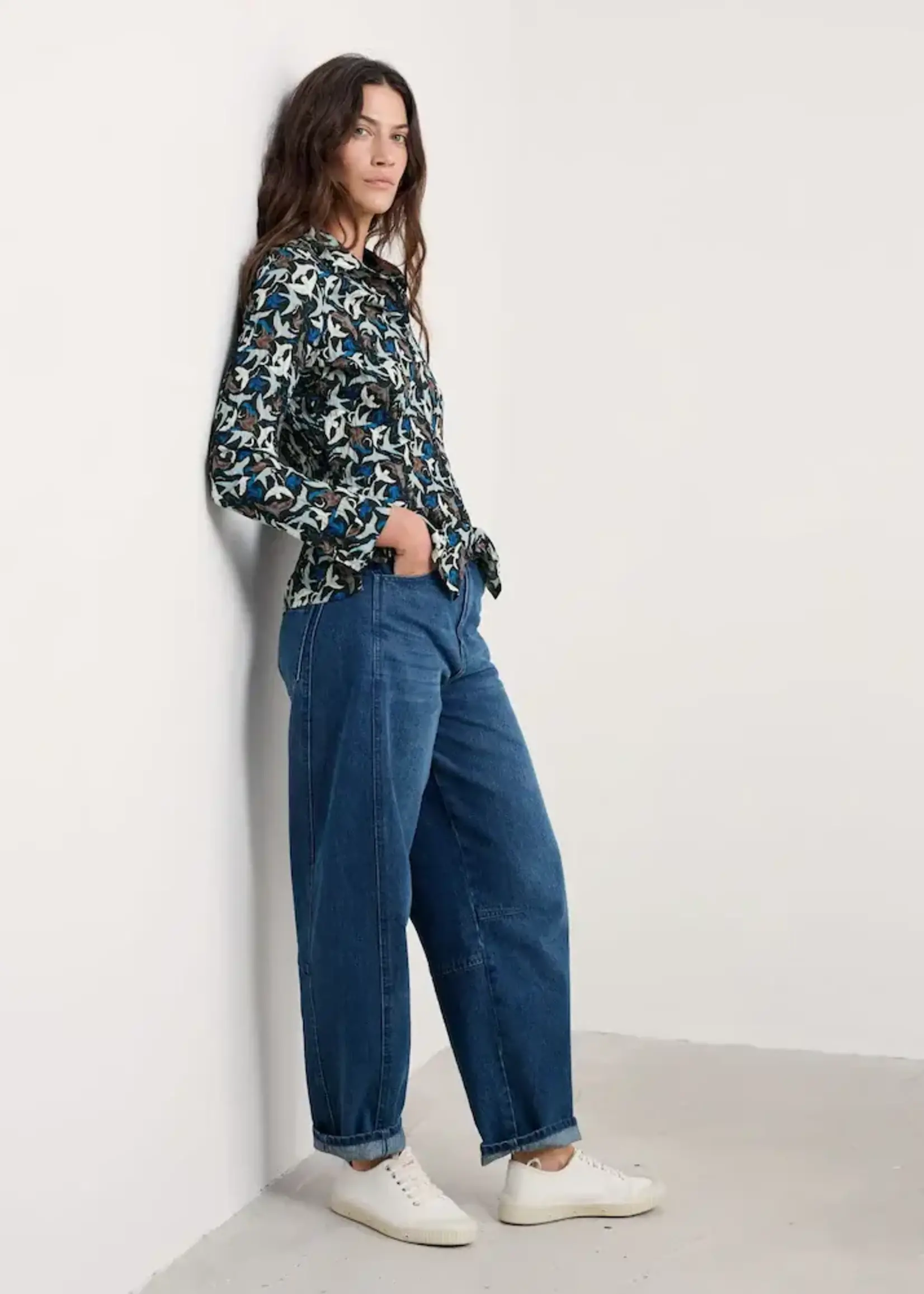 SEASALT CORNWALL SEASALT LARISSA SHIRT SWOOPING BIRDS ONYX