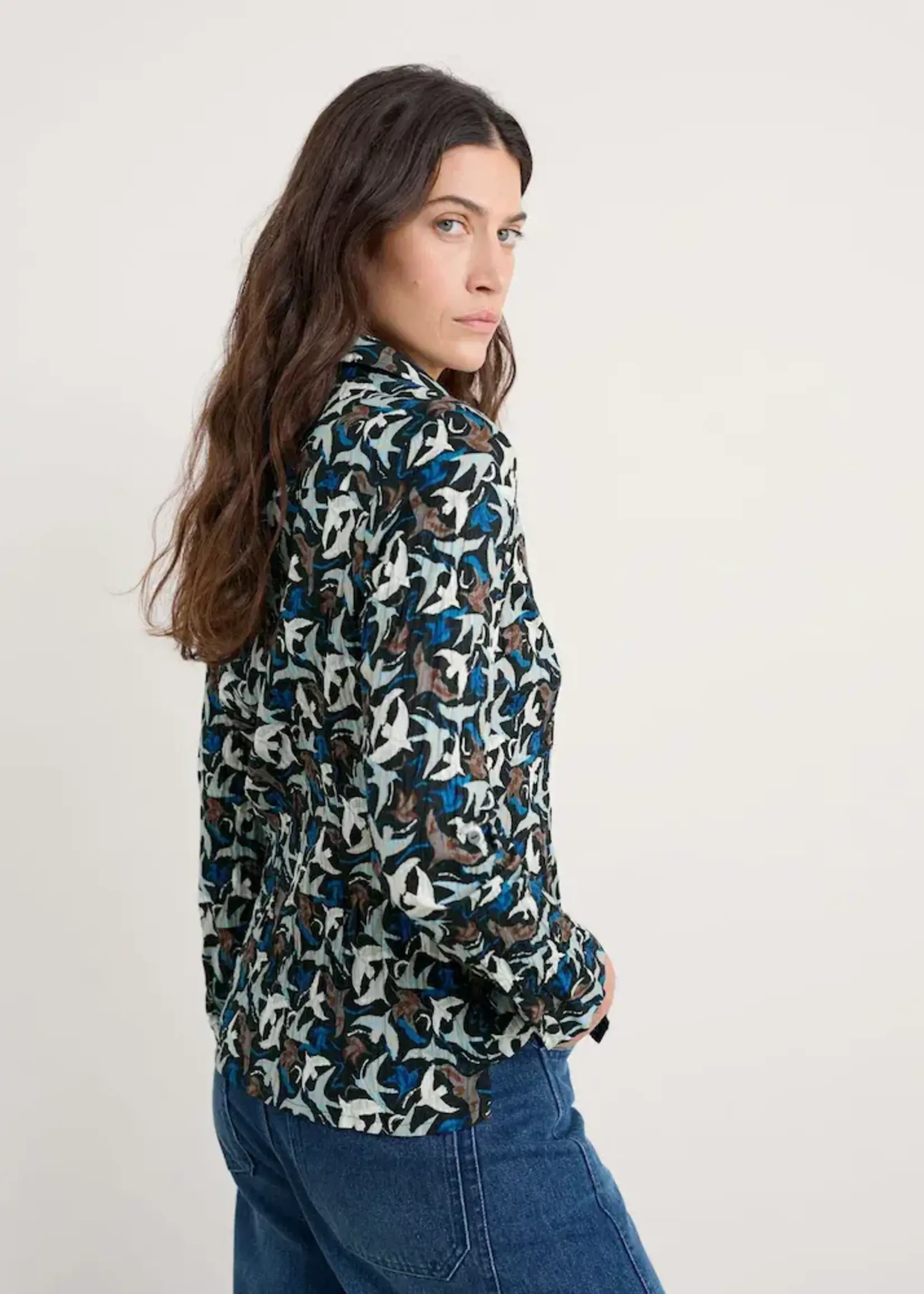 SEASALT CORNWALL SEASALT LARISSA SHIRT SWOOPING BIRDS ONYX