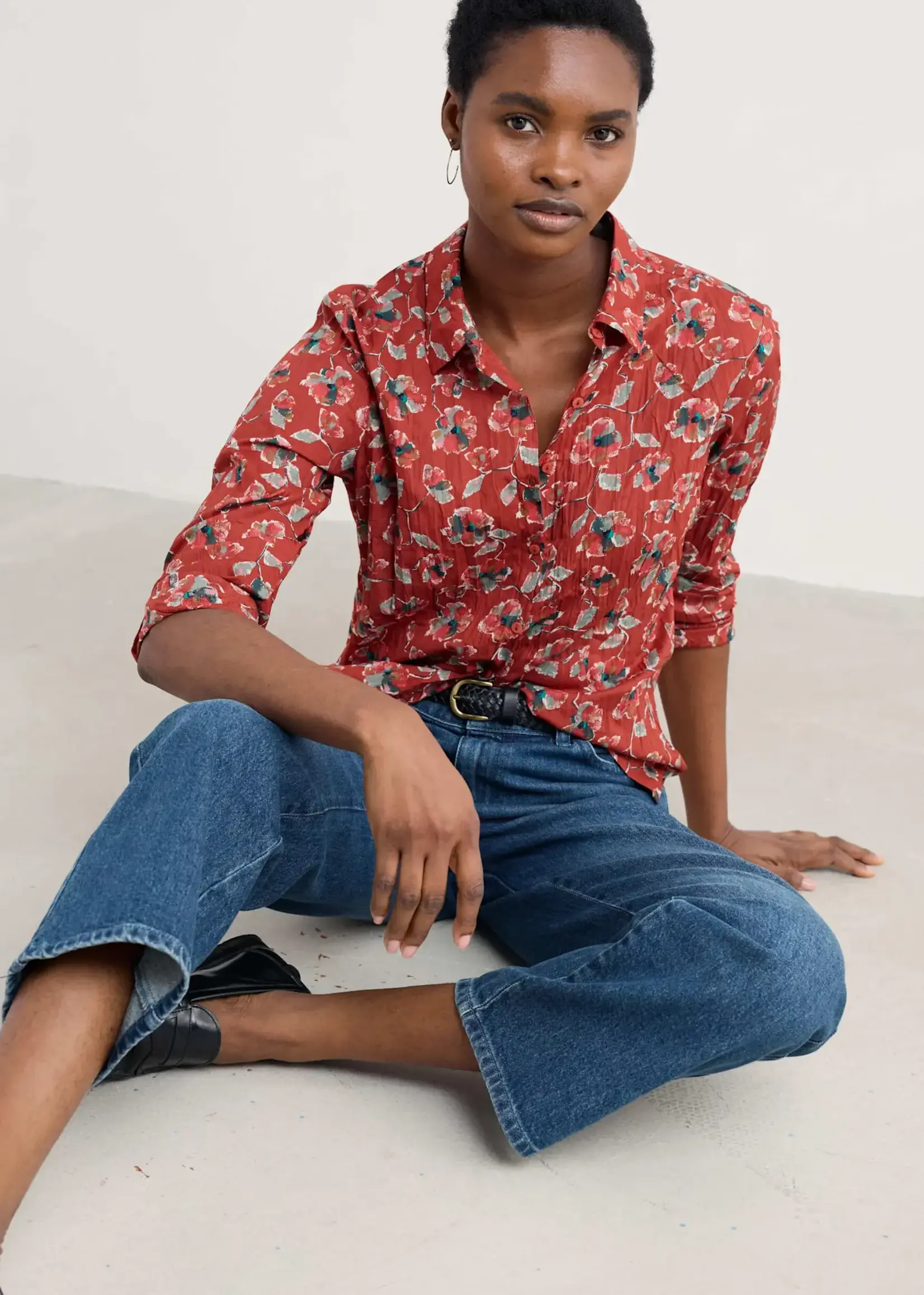 SEASALT CORNWALL SEASALT LARISSA SHIRT ARTIST CAMELLIA RED SAIL