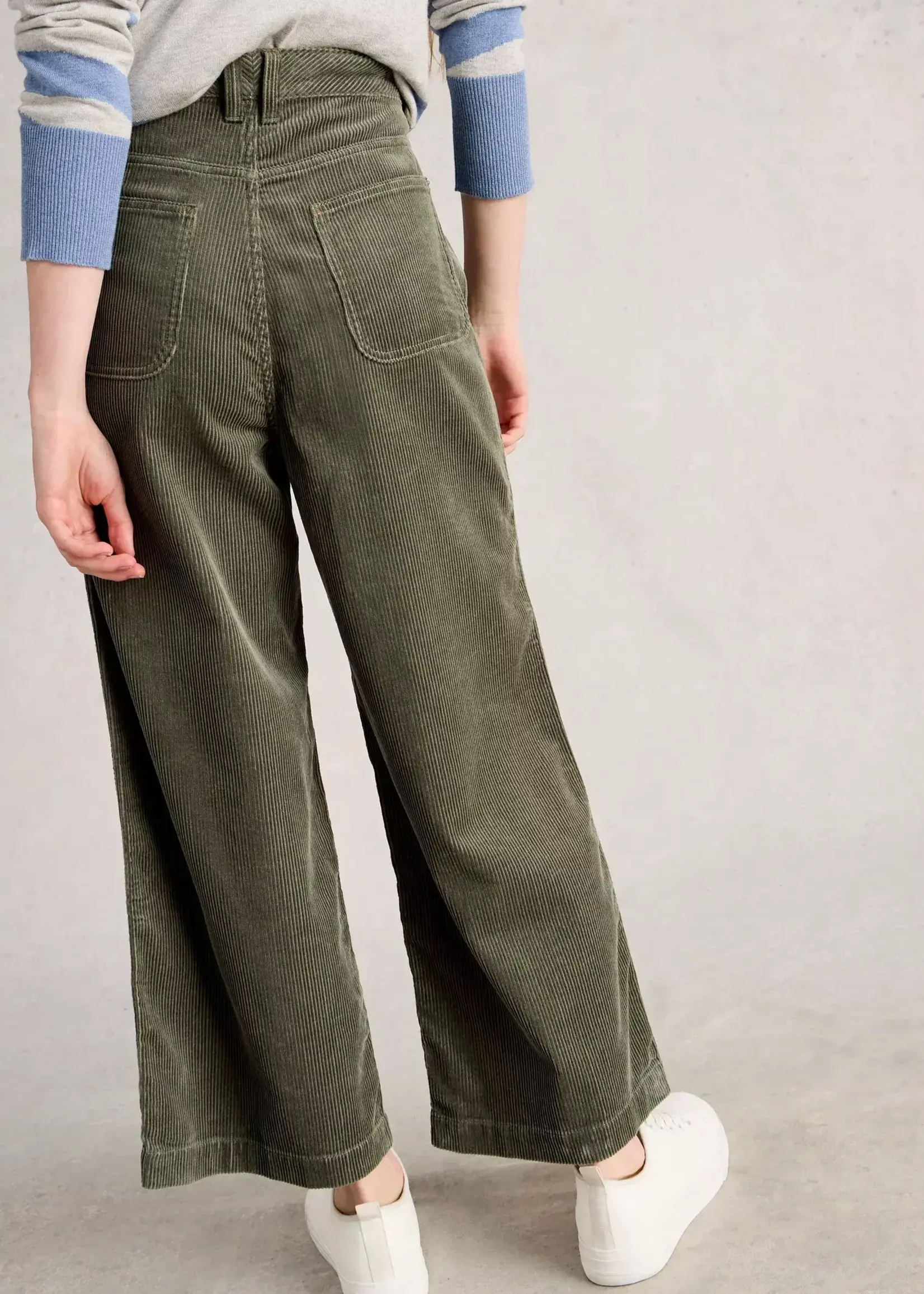 WHITE STUFF WHITE STUFF TIA CORD WIDE CROP TROUSER MID GREEN