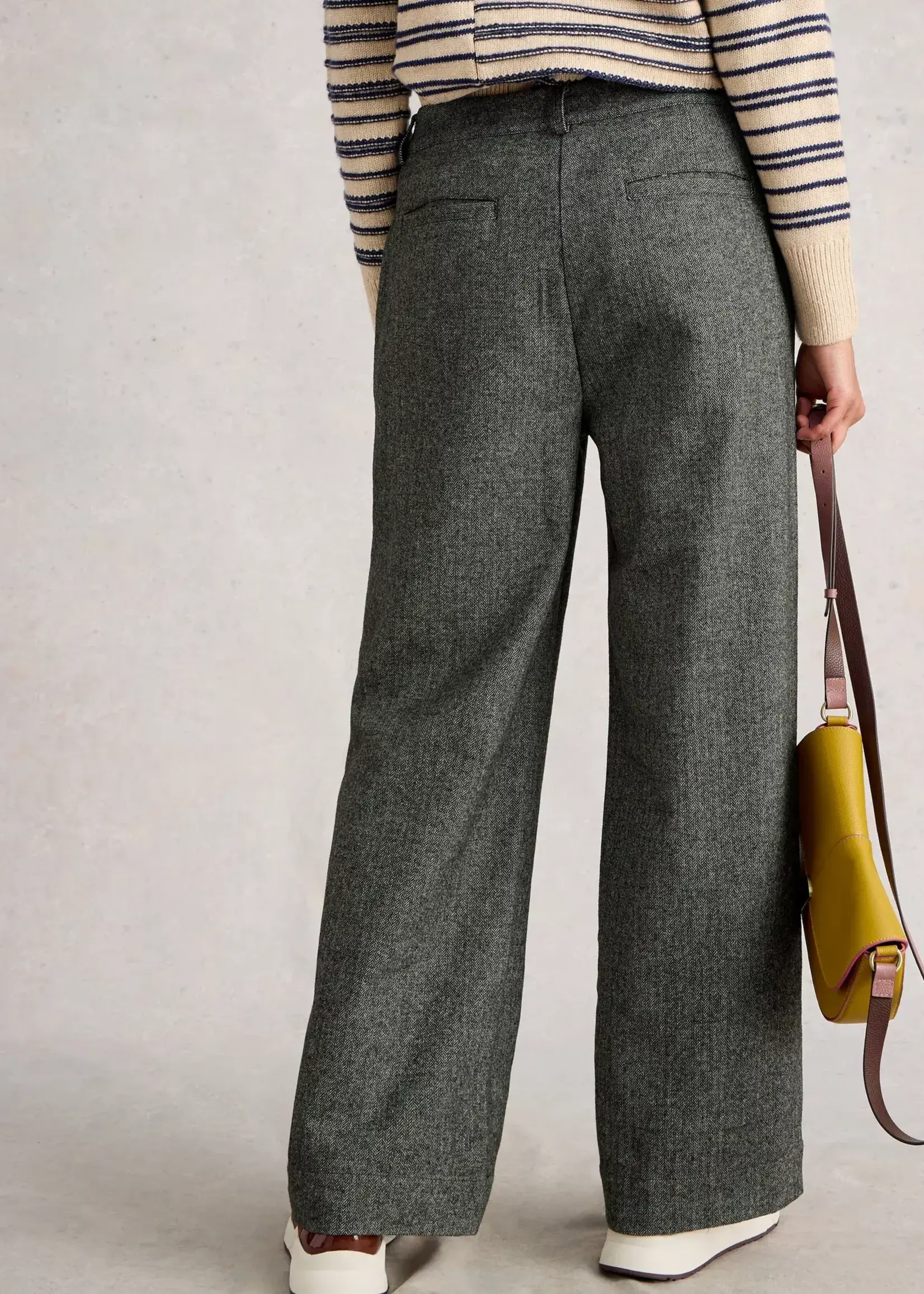 WHITE STUFF WHITE STUFF BELLE TWEEDY WIDE TROUSERS GREY MULTI