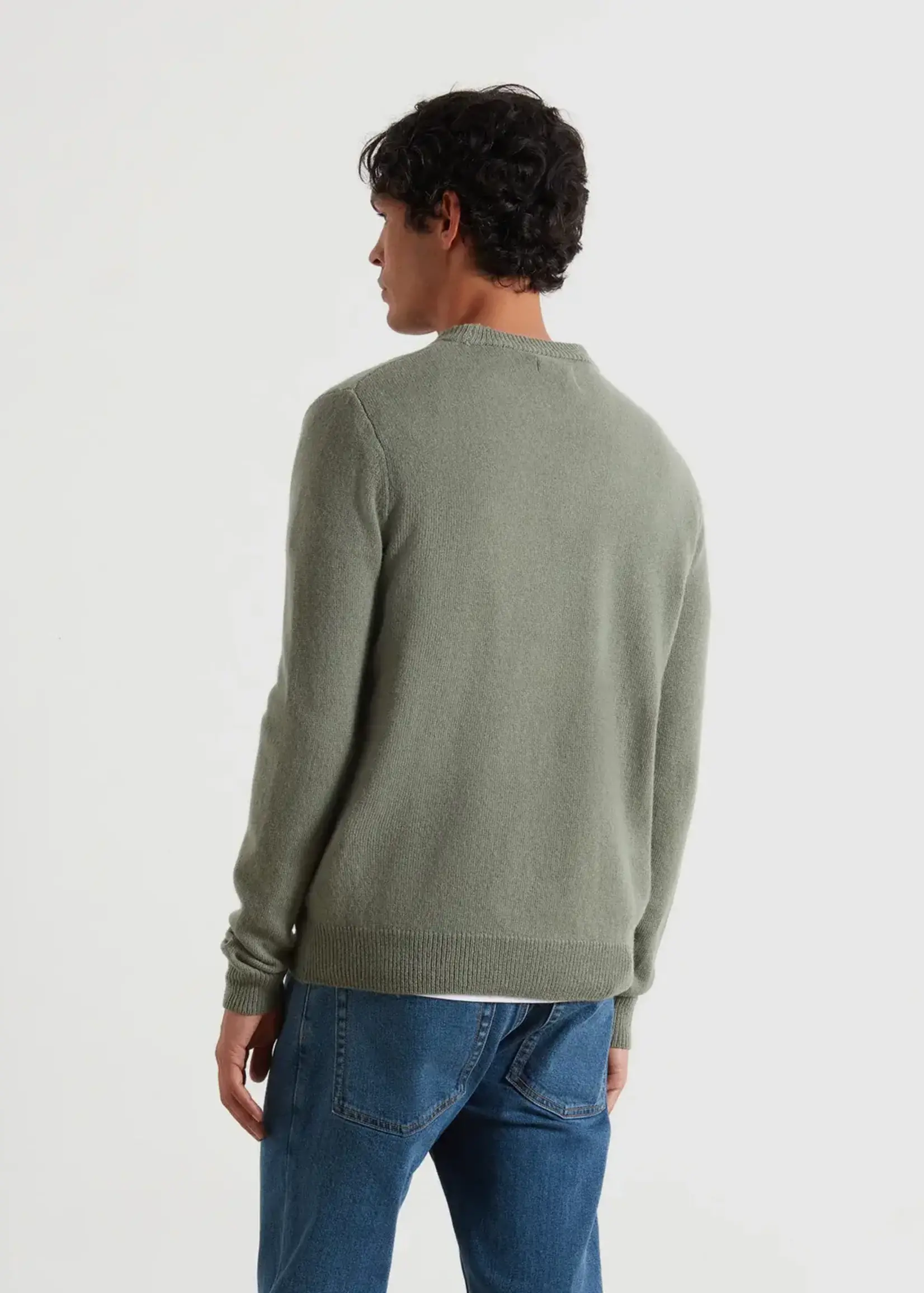 FARAH FARAH MAIDSTONE LAMBSWOOL CREW SWEATER TARRAGON GREEN
