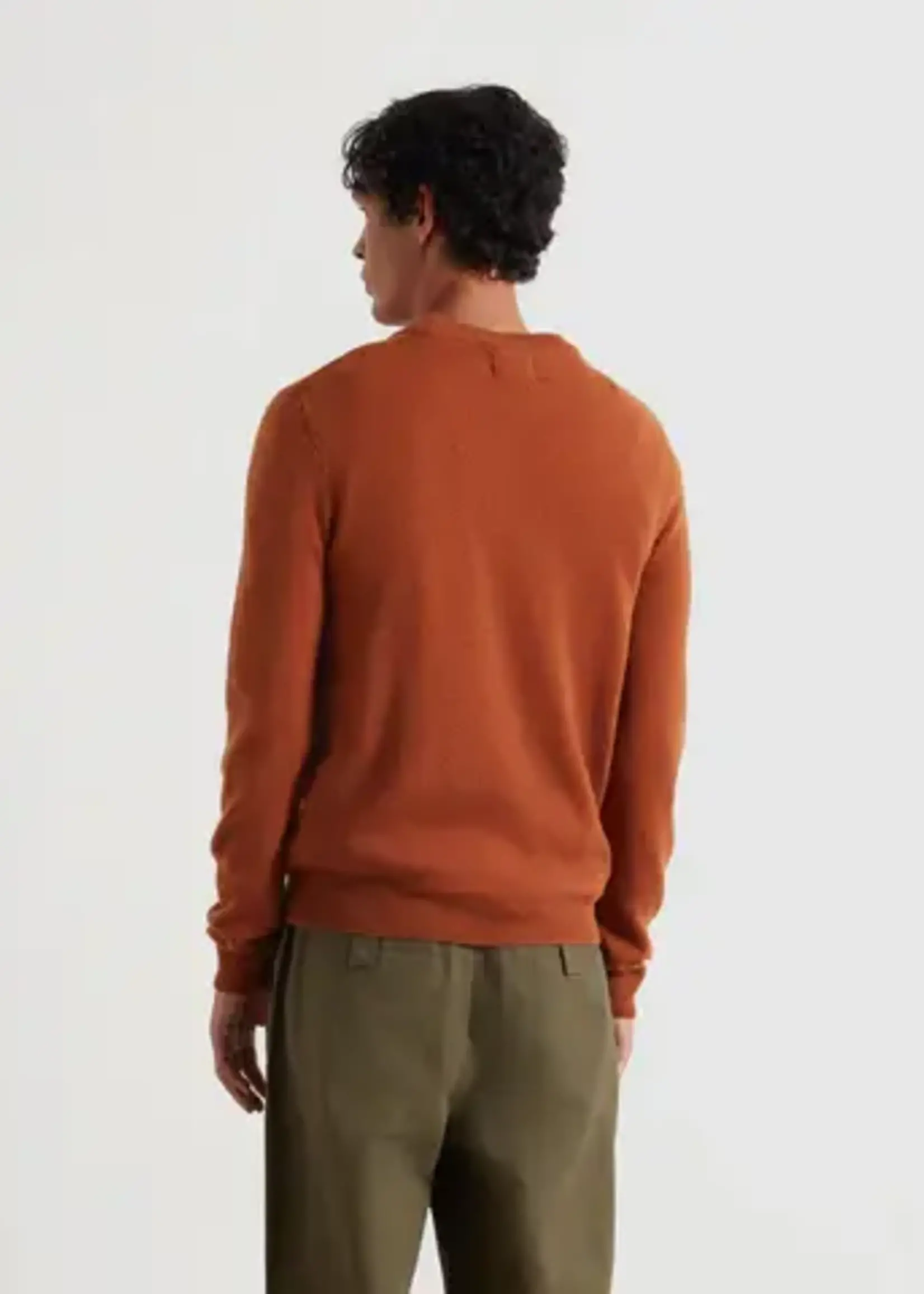 FARAH FARAH MAIDSTONE LAMBSWOOL CREW SWEATER BURNT OCHRE
