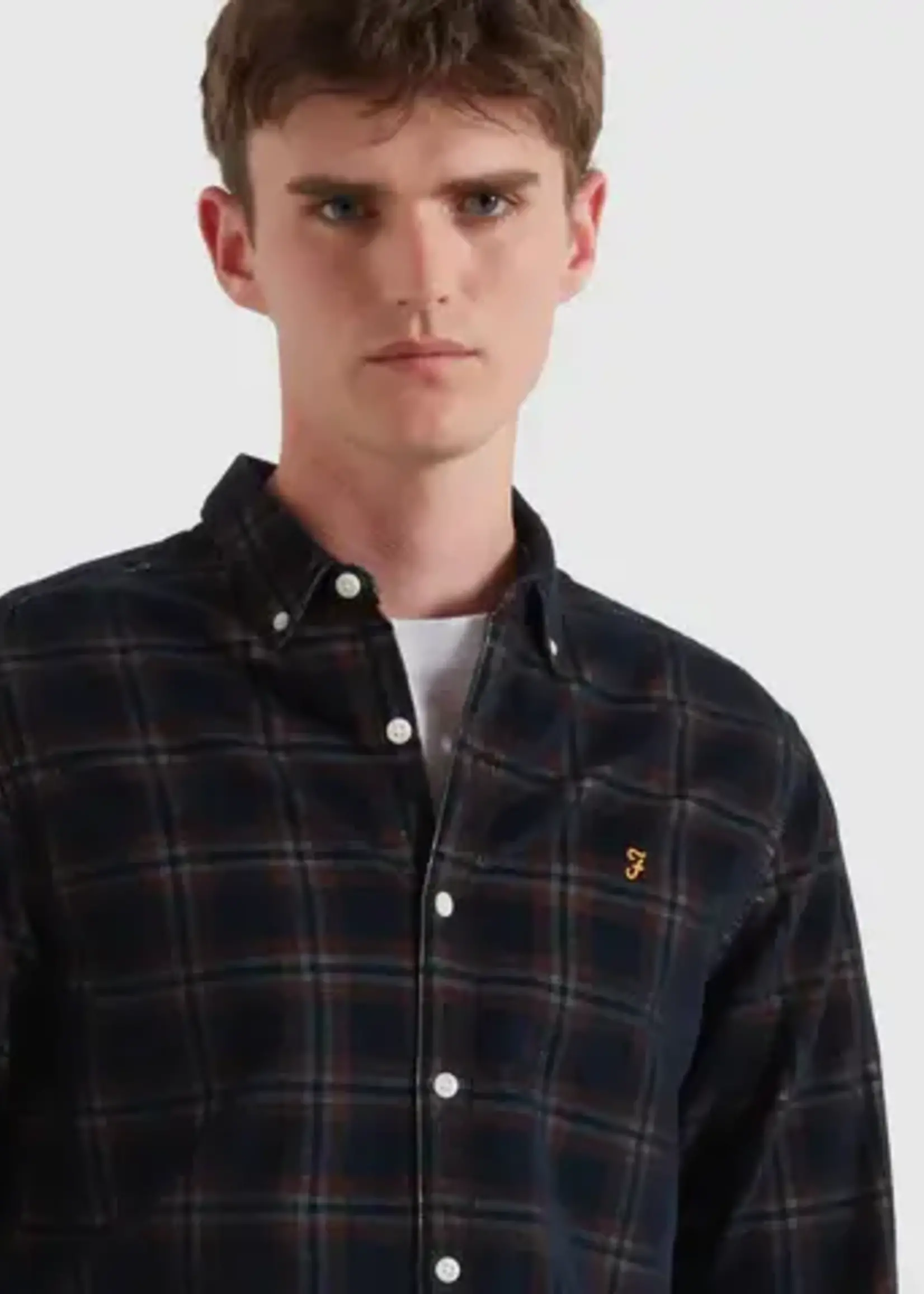 FARAH FARAH FONTELLA CORD CHECK BURNT OCHRE