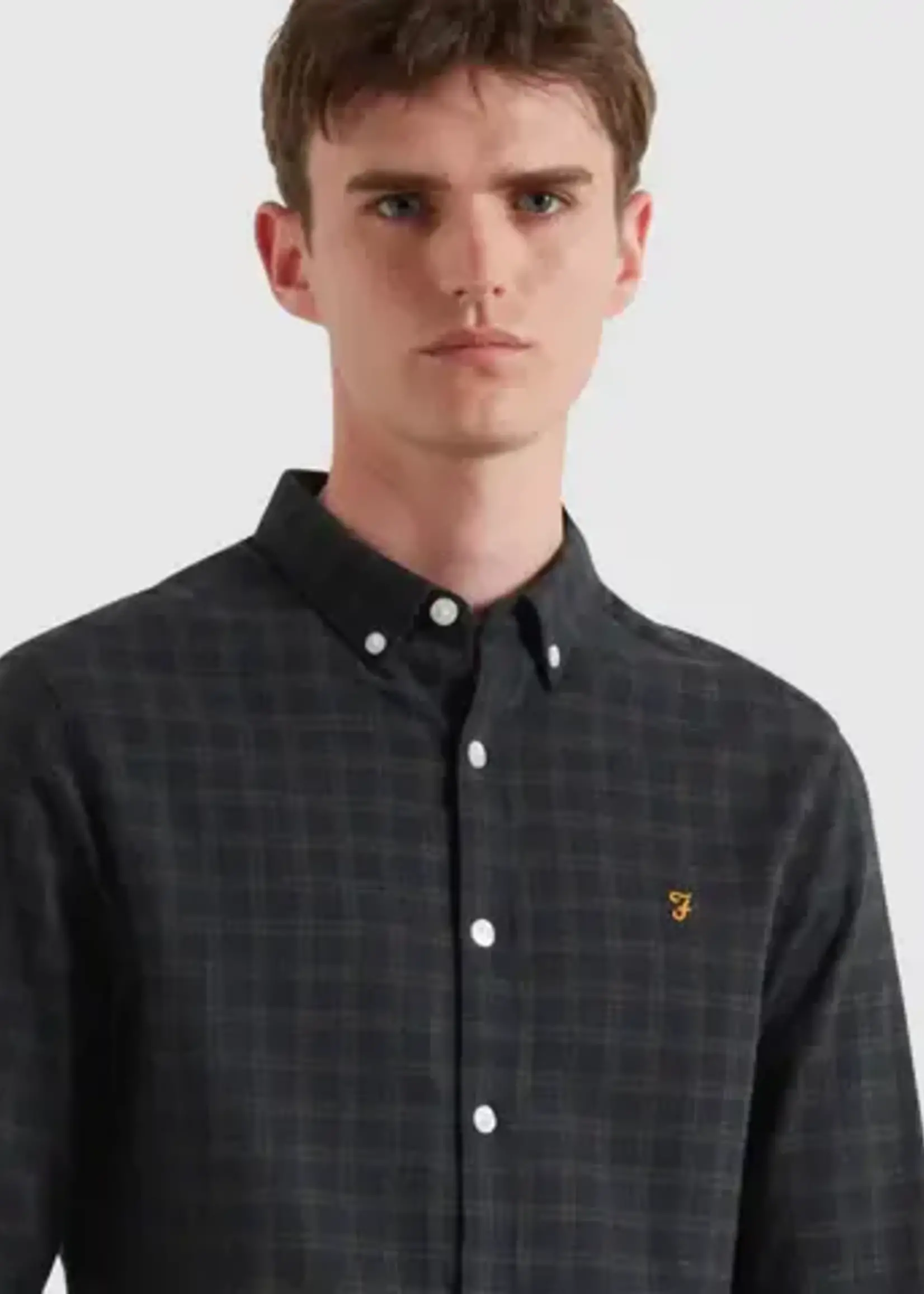 FARAH FARAH MILNERS WINDOWPANE SLIM FIT ORGANIC COTTON TRUE NAVY MARL