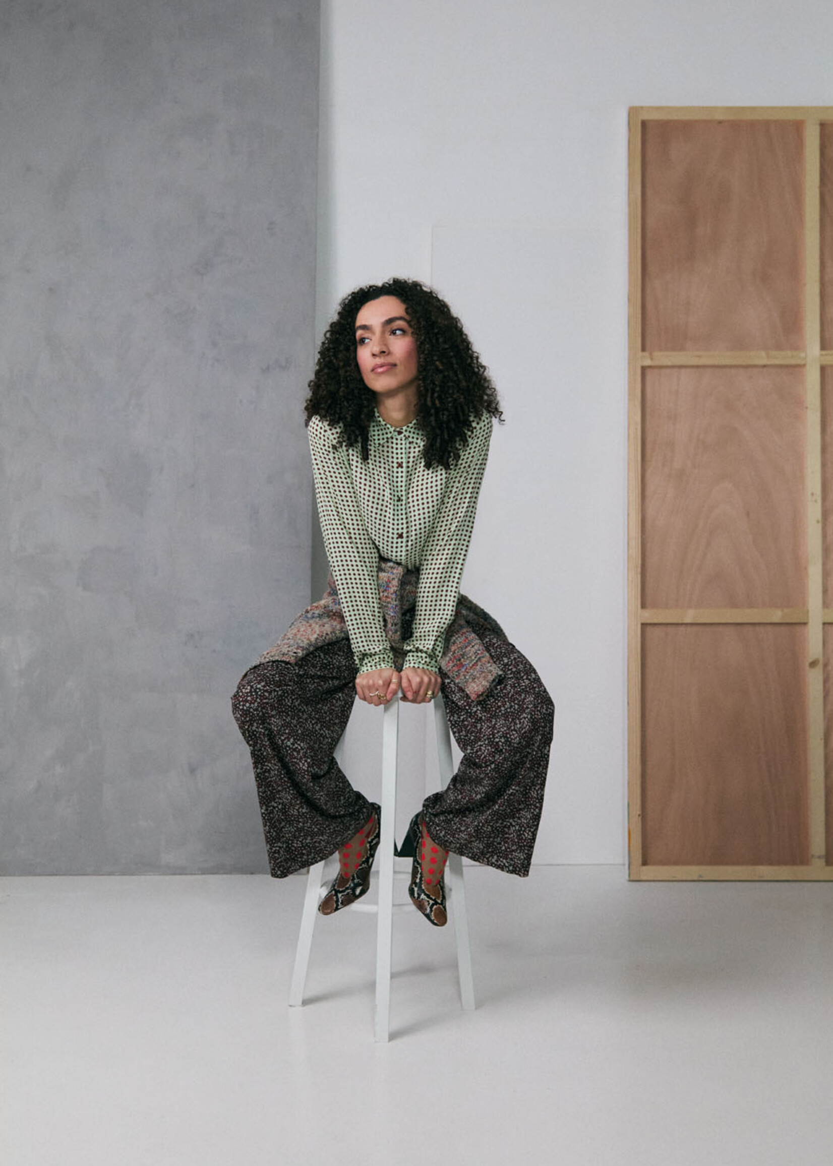 ZILCH ZILCH DUO DOTS MAHOGANY BLOUSE