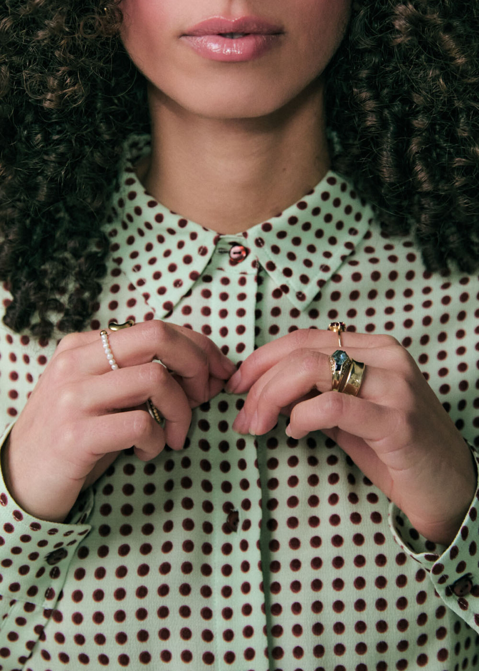 ZILCH ZILCH DUO DOTS MAHOGANY BLOUSE