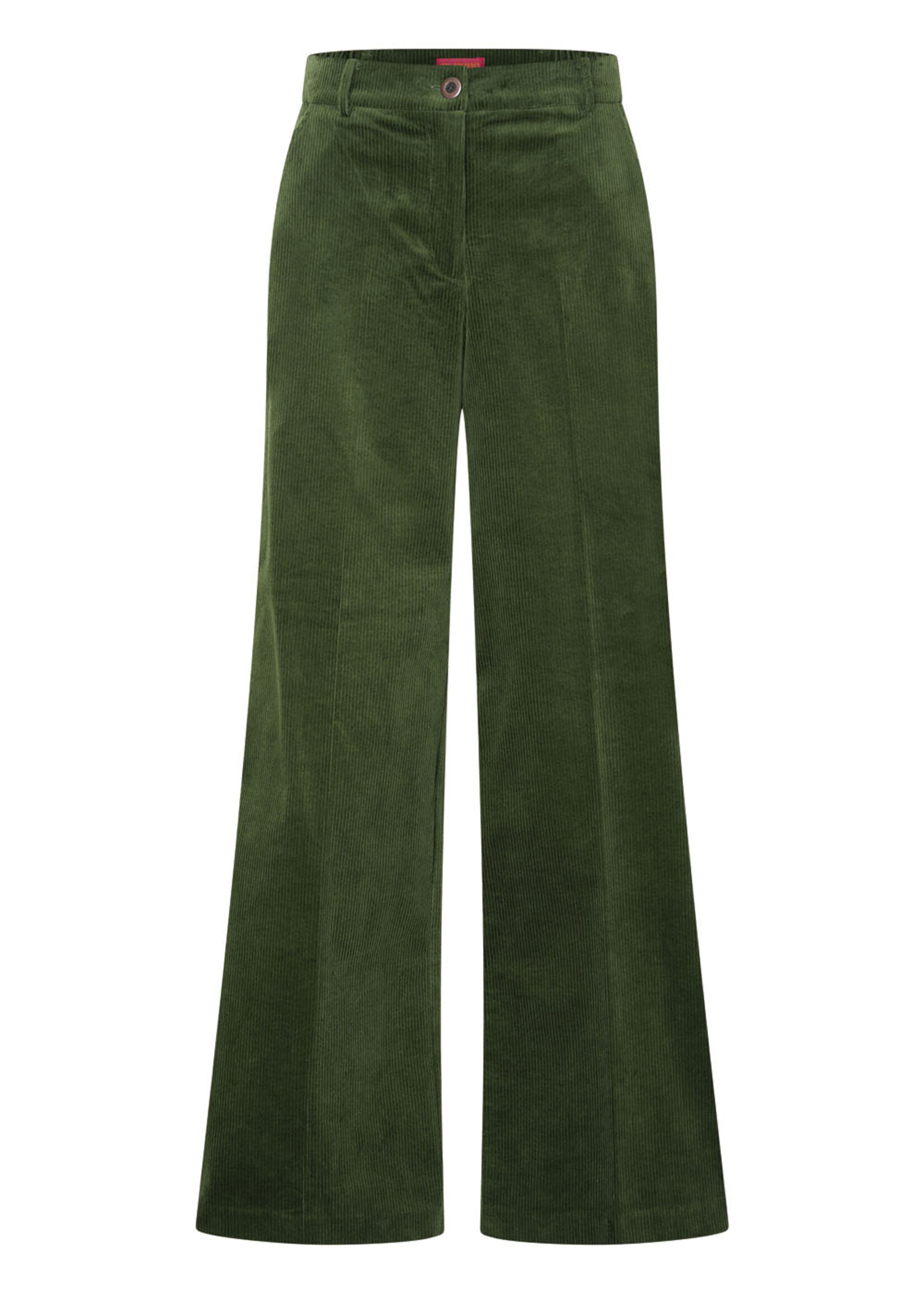 ZILCH ZILCH FLORA WIDE LEG CORD TROUSER DARK GREEN