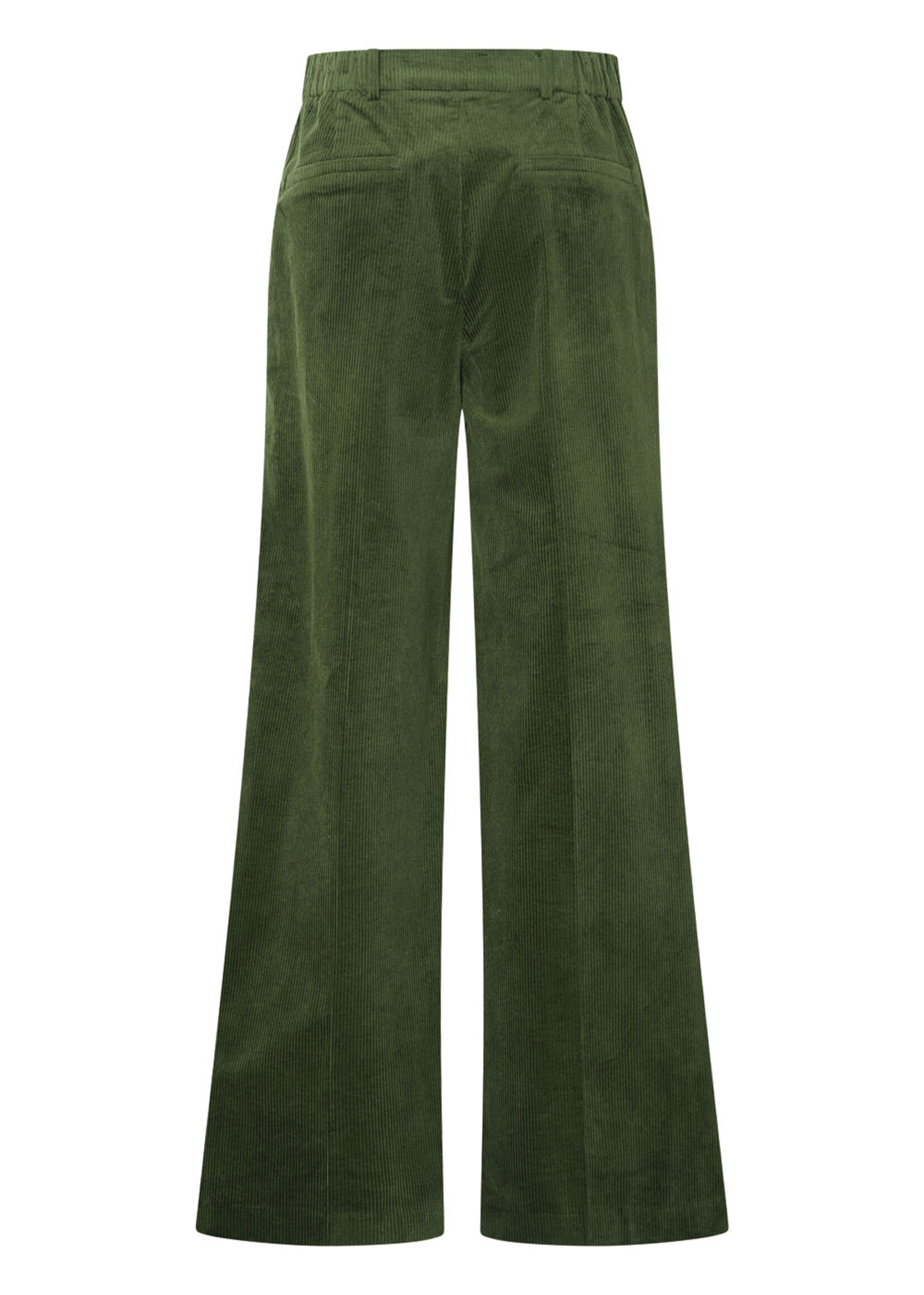 ZILCH ZILCH FLORA WIDE LEG CORD TROUSER DARK GREEN