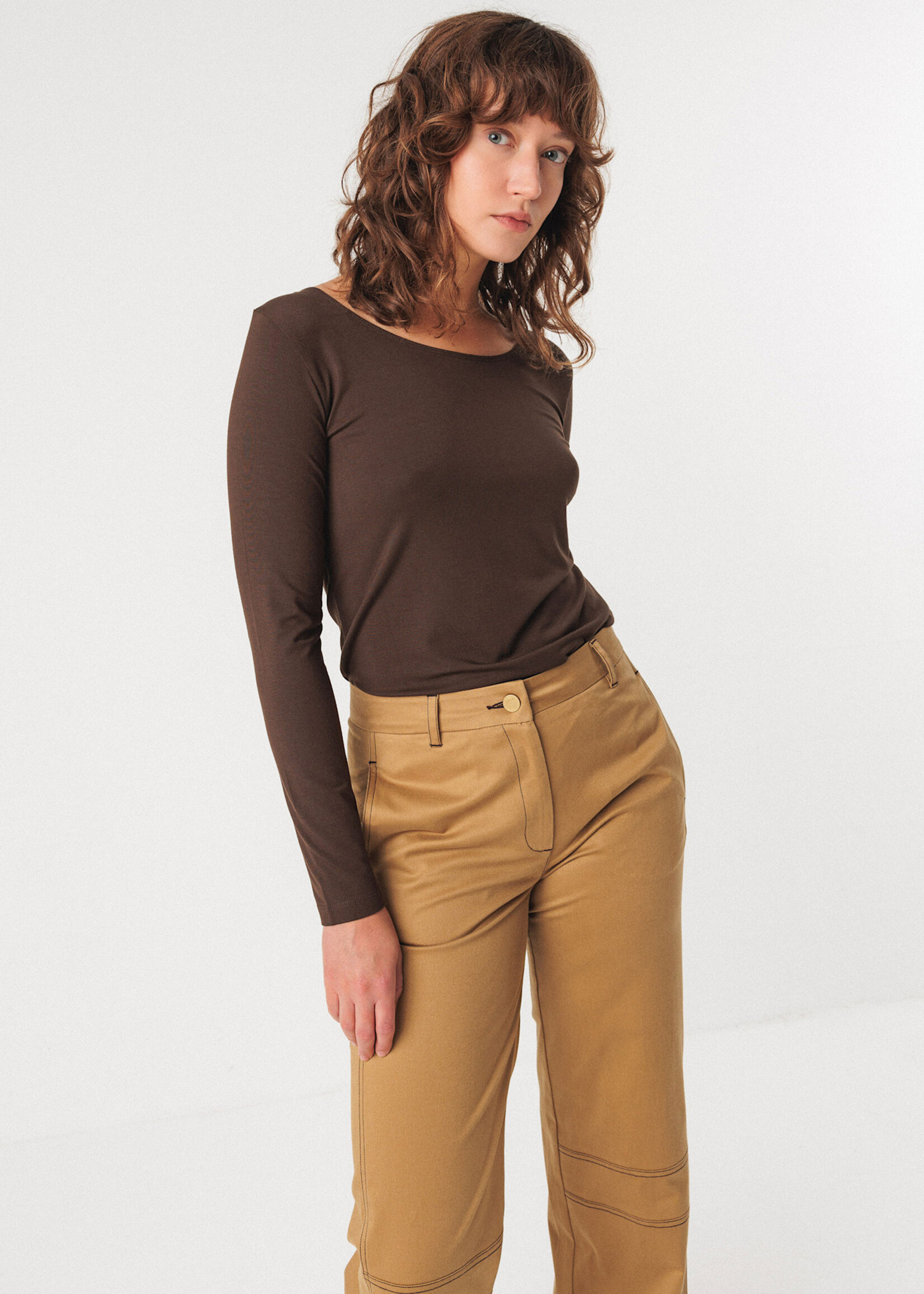 SKFK SKFK ZUR 7 DARK BROWN TOP