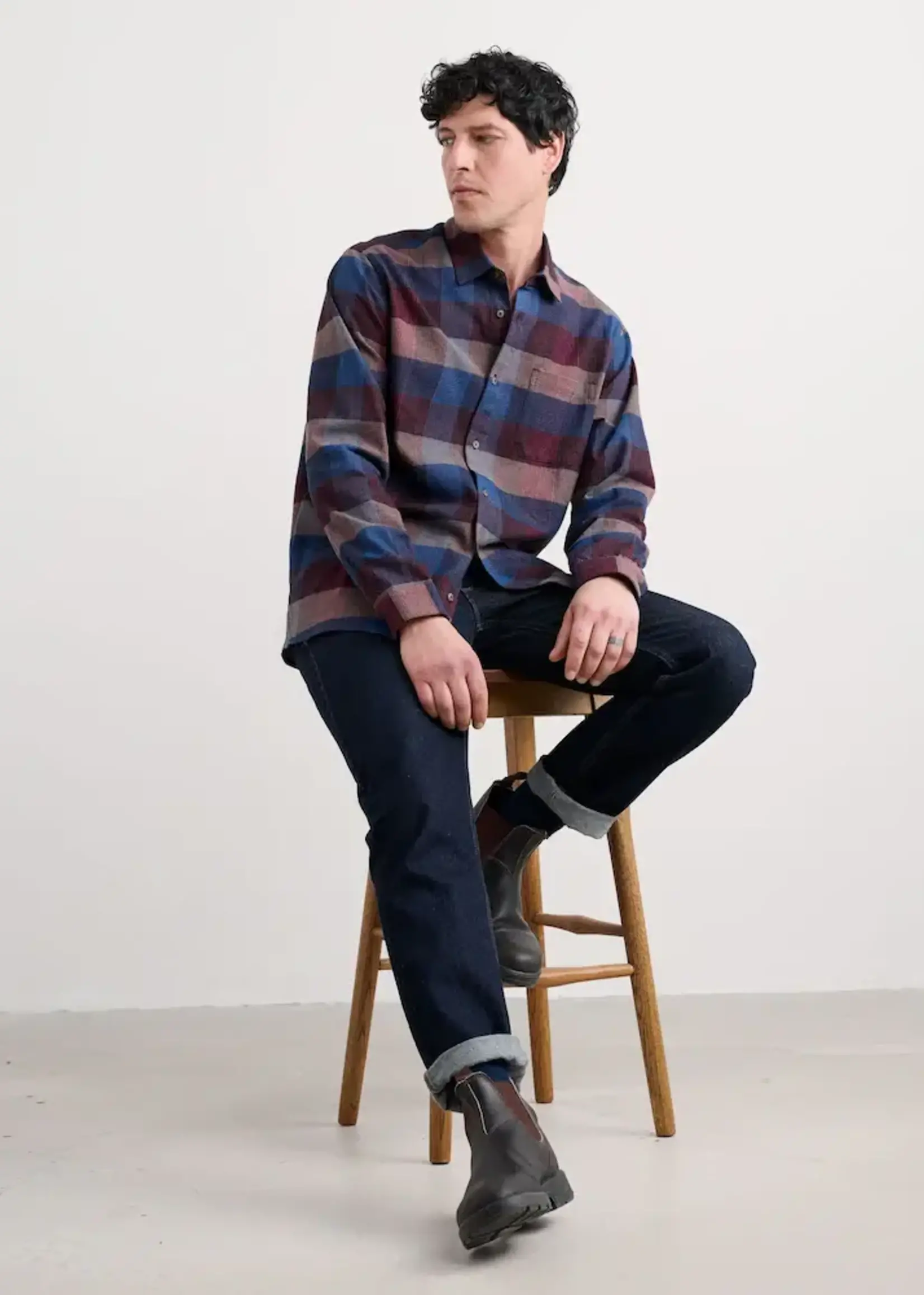 SEASALT CORNWALL SEASALT MEN’S FATHOMER SHIRT TRYSTAN CONKER