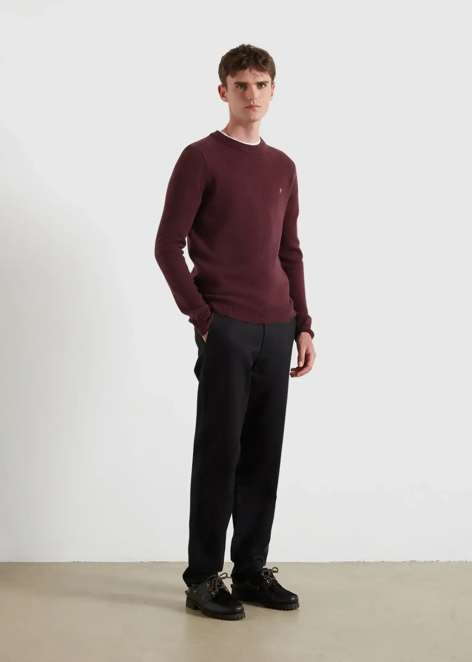 FARAH FARAH MAIDSTONE LAMBSWOOL CREW SWEATER BORDEAUX