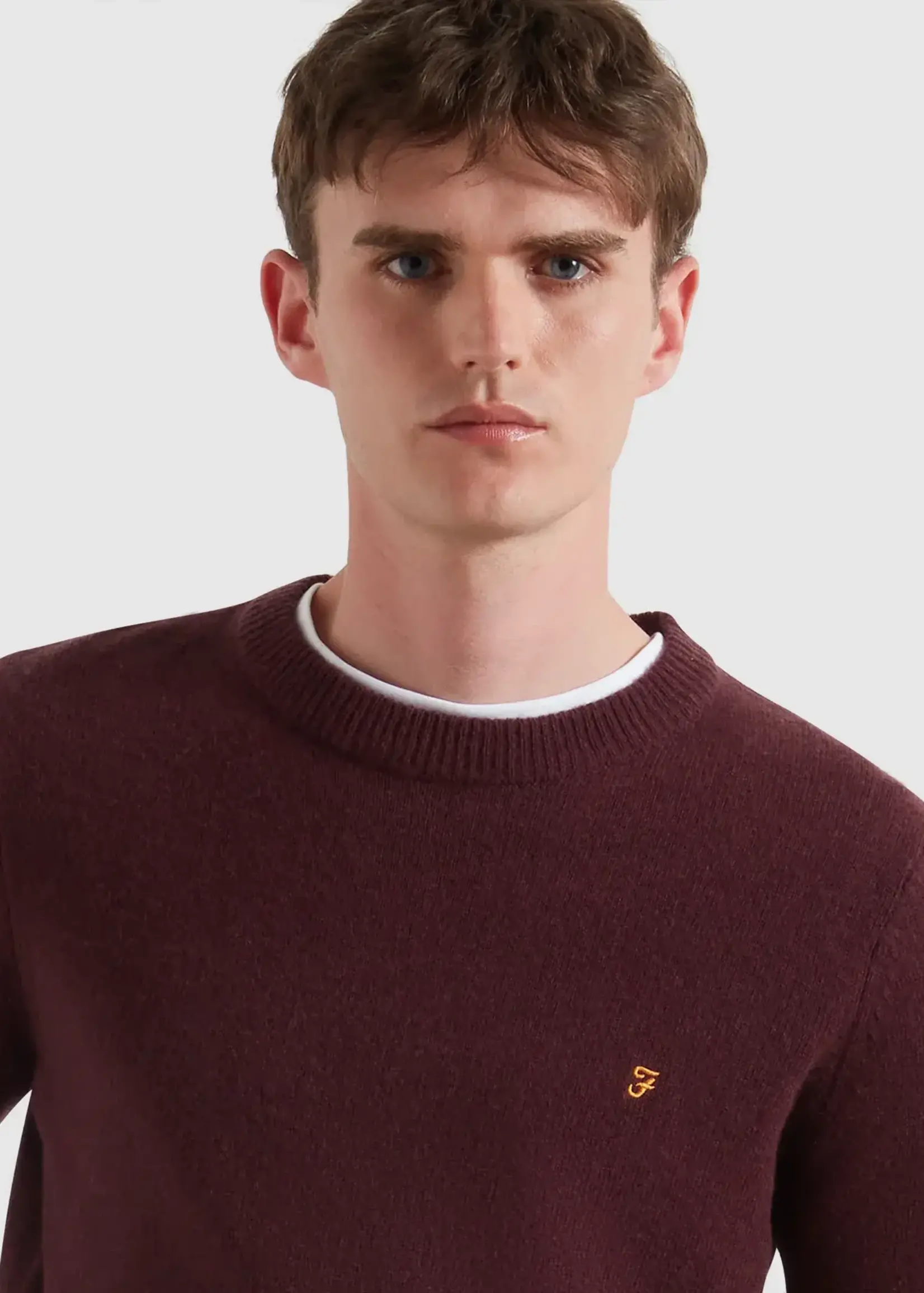 FARAH FARAH MAIDSTONE LAMBSWOOL CREW SWEATER BORDEAUX