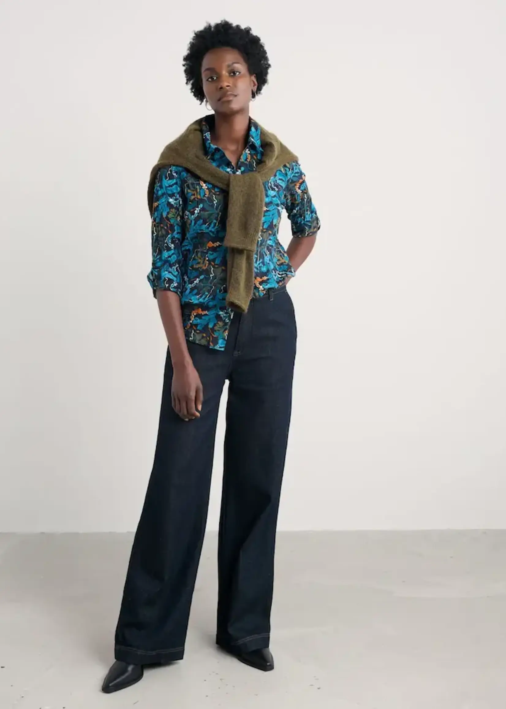 SEASALT CORNWALL SEASALT LARISSA SHIRT FLOATING FRONDS MARITIME