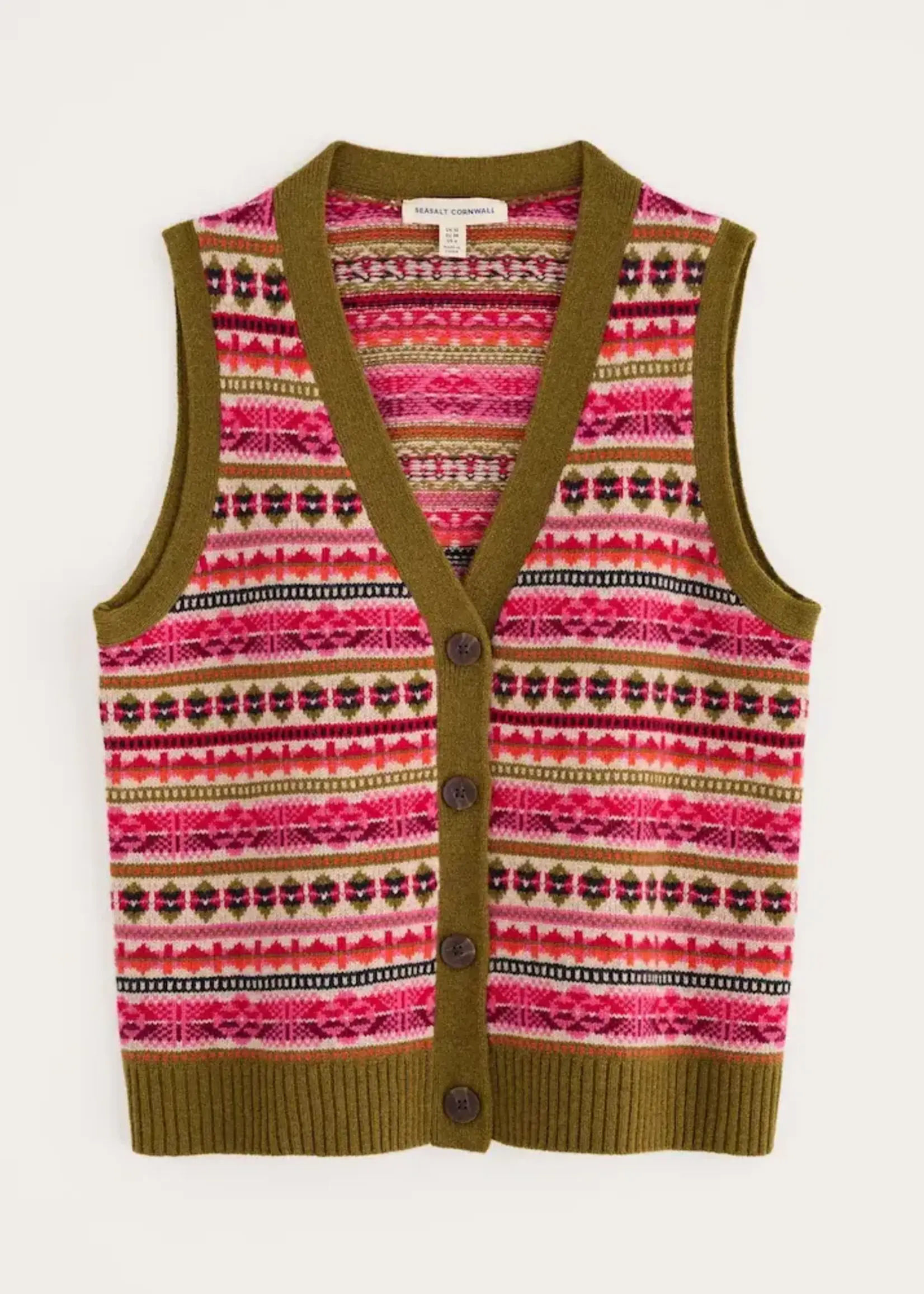 SEASALT CORNWALL SEASALT PERCELLA COVE WAISTCOAT VEST MERINO SCILLIA ARAN MULTI