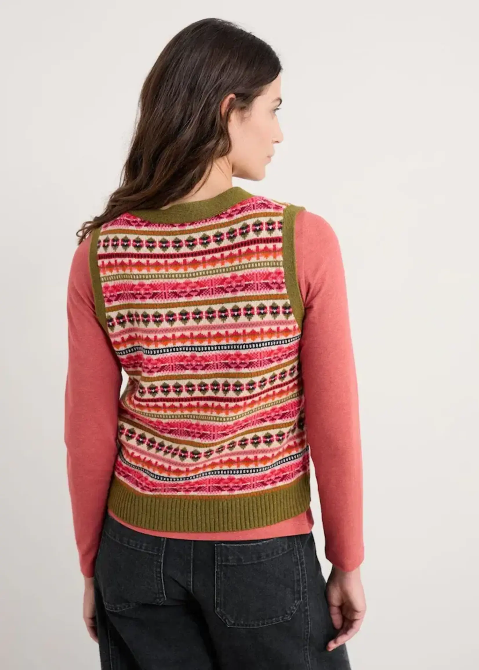 SEASALT CORNWALL SEASALT PERCELLA COVE WAISTCOAT VEST MERINO SCILLIA ARAN MULTI