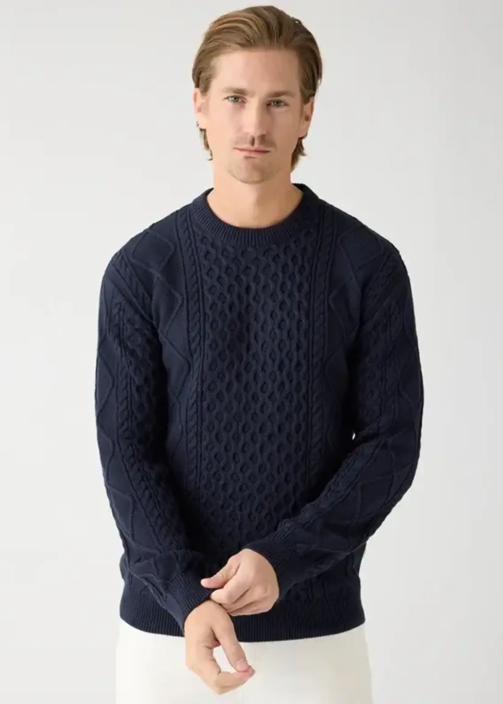 KNOWLEDGE COTTON APPAREL KNOWLEDGE COTTON APP OC CABLE KNIT NIGHT SKY