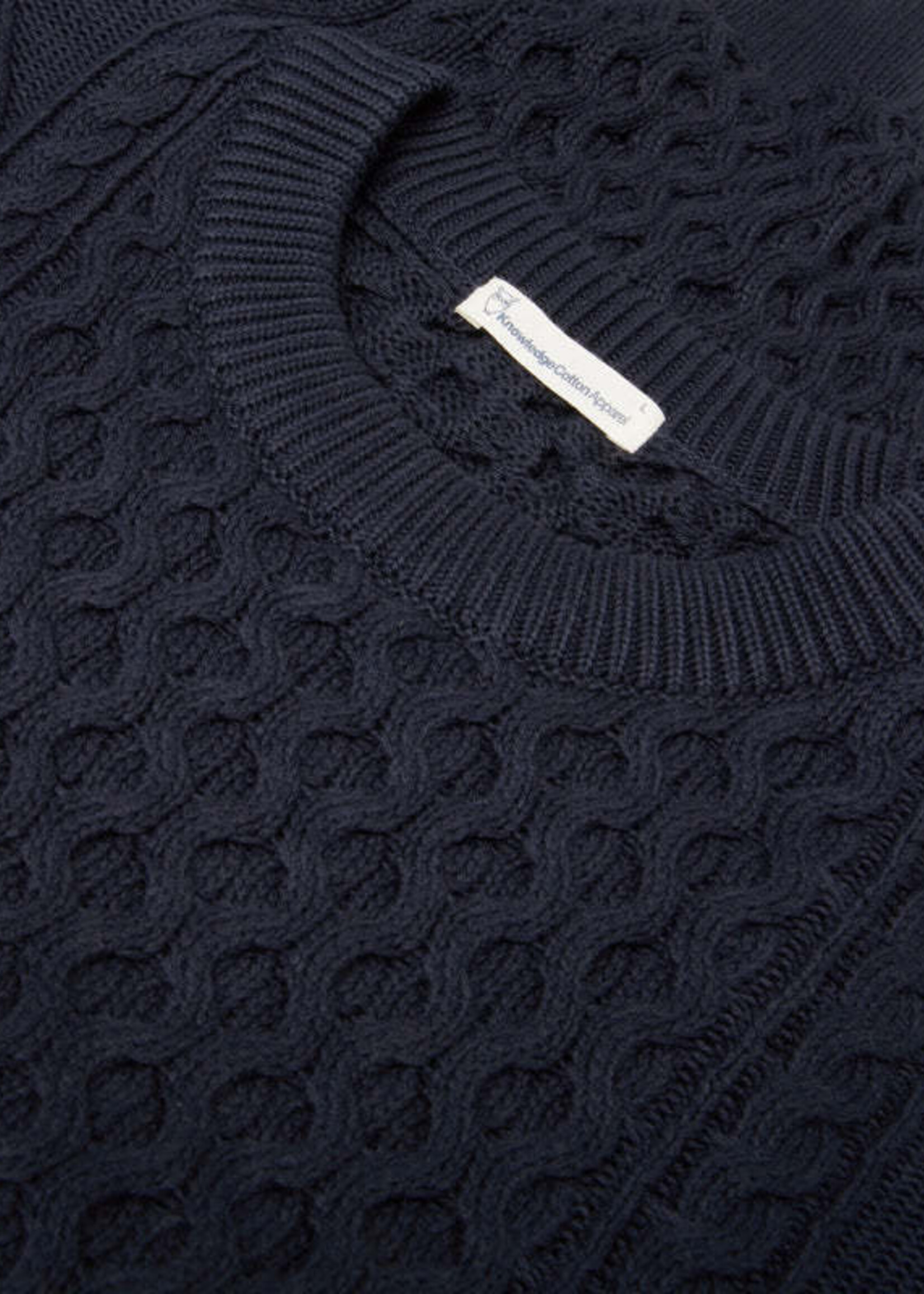 KNOWLEDGE COTTON APPAREL KNOWLEDGE COTTON APP OC CABLE KNIT NIGHT SKY