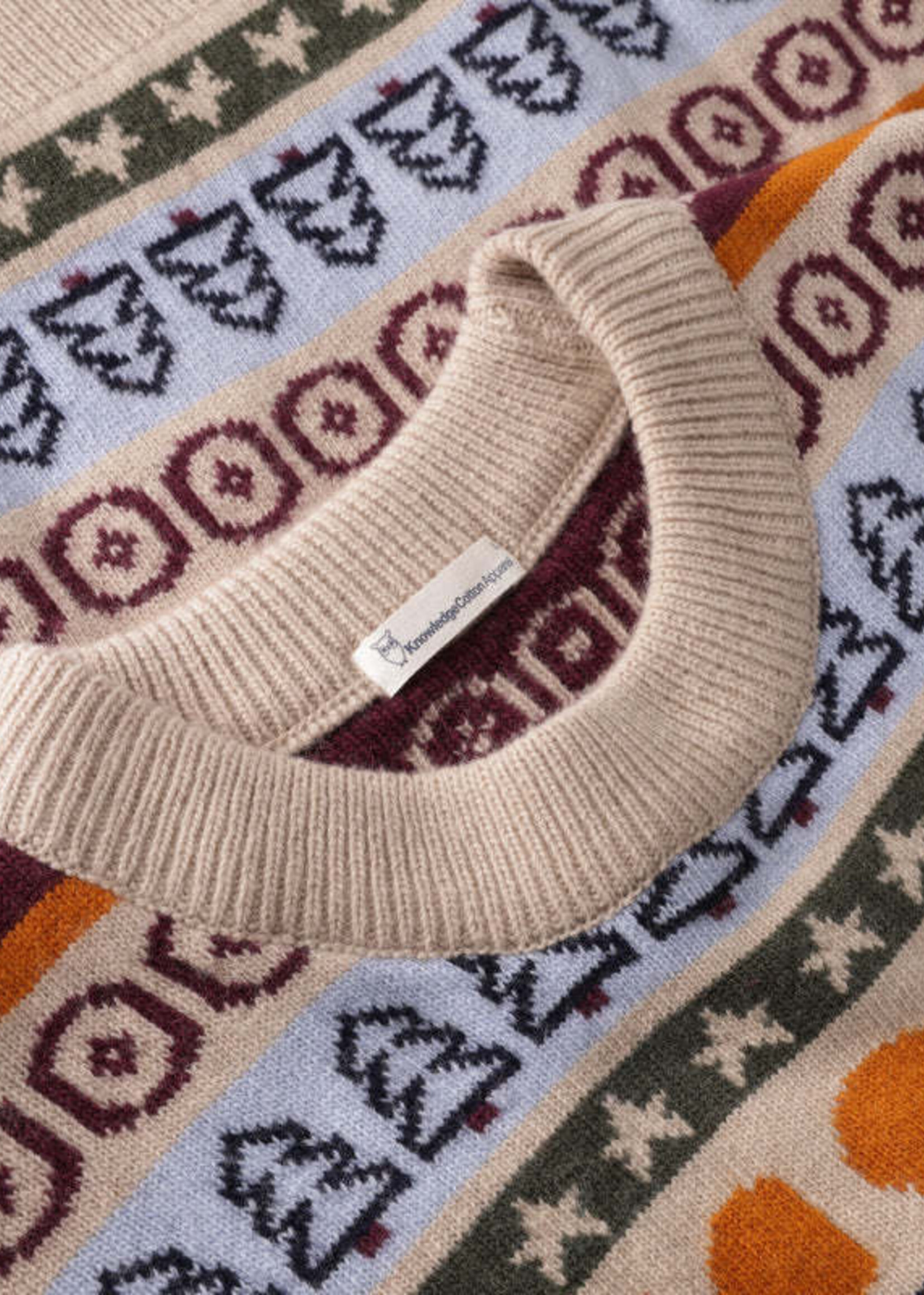 KNOWLEDGE COTTON APPAREL KNOWLEDGE COTTON APP OC LAMBSWOOL CREW NECK  KNIT RED