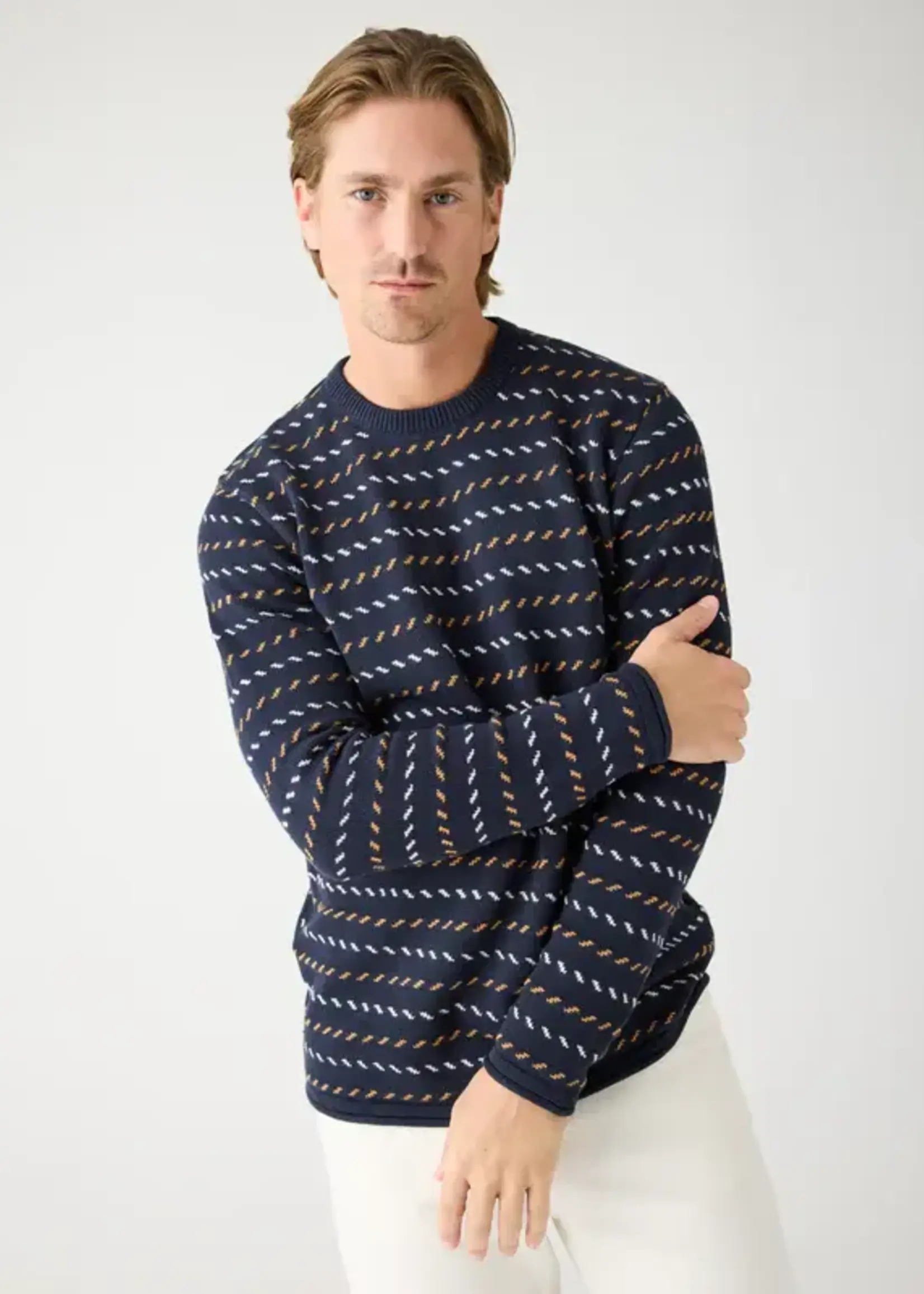 KNOWLEDGE COTTON APPAREL KNOWLEDGE COTTON APP OC JACQUARD KNIT NIGHT SKY